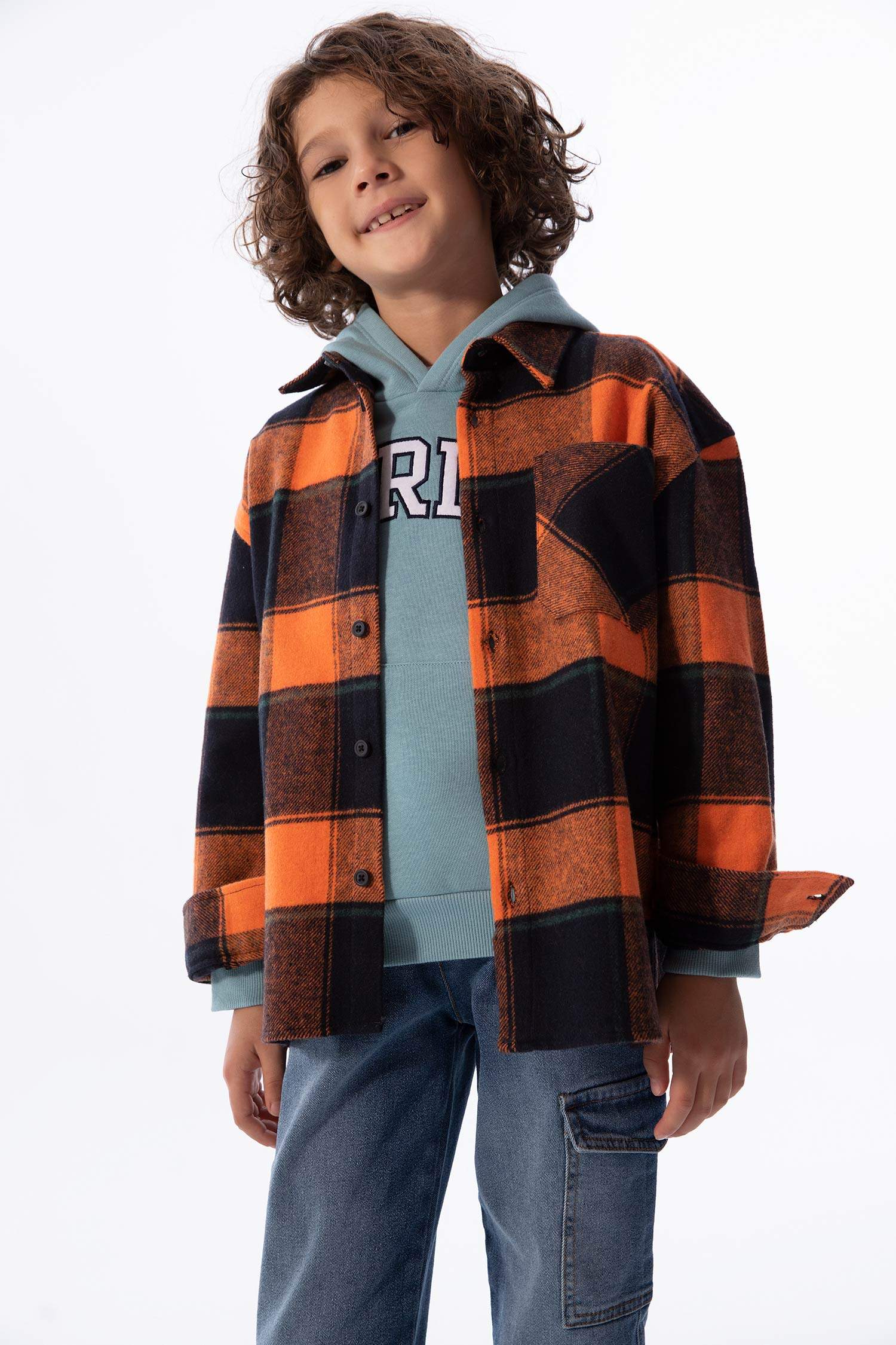 Рубашка оверсайз с воротником поло с длинным рукавом