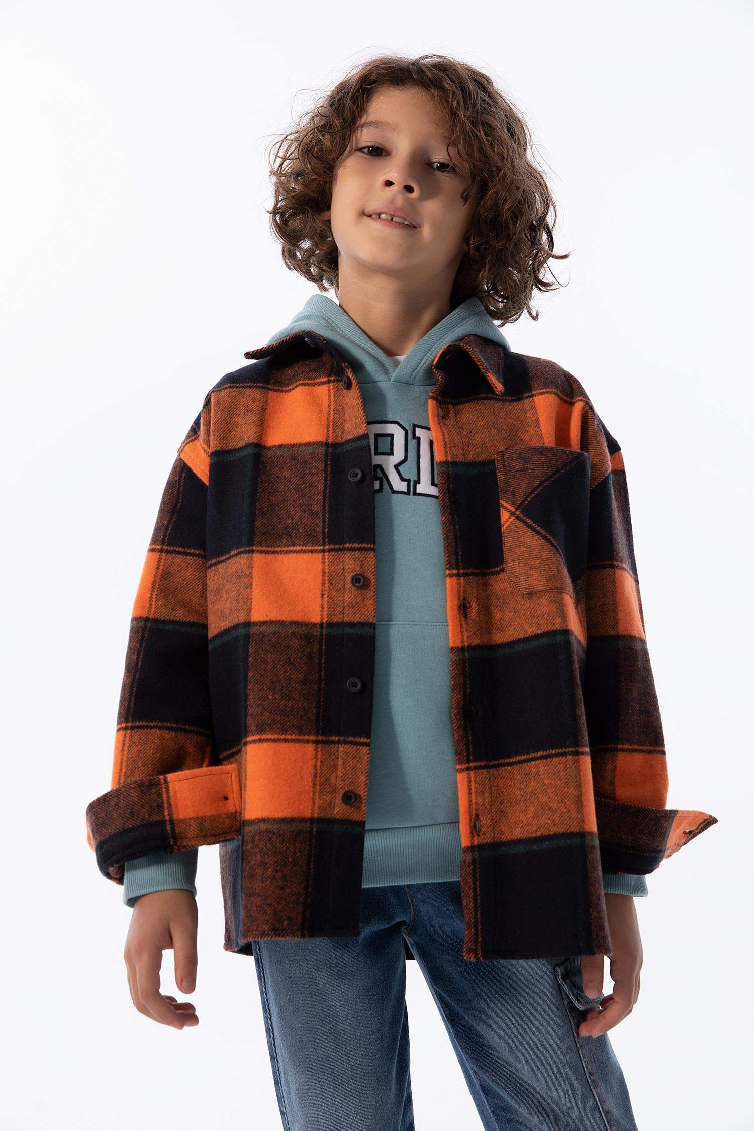 Рубашка оверсайз с воротником поло с длинным рукавом