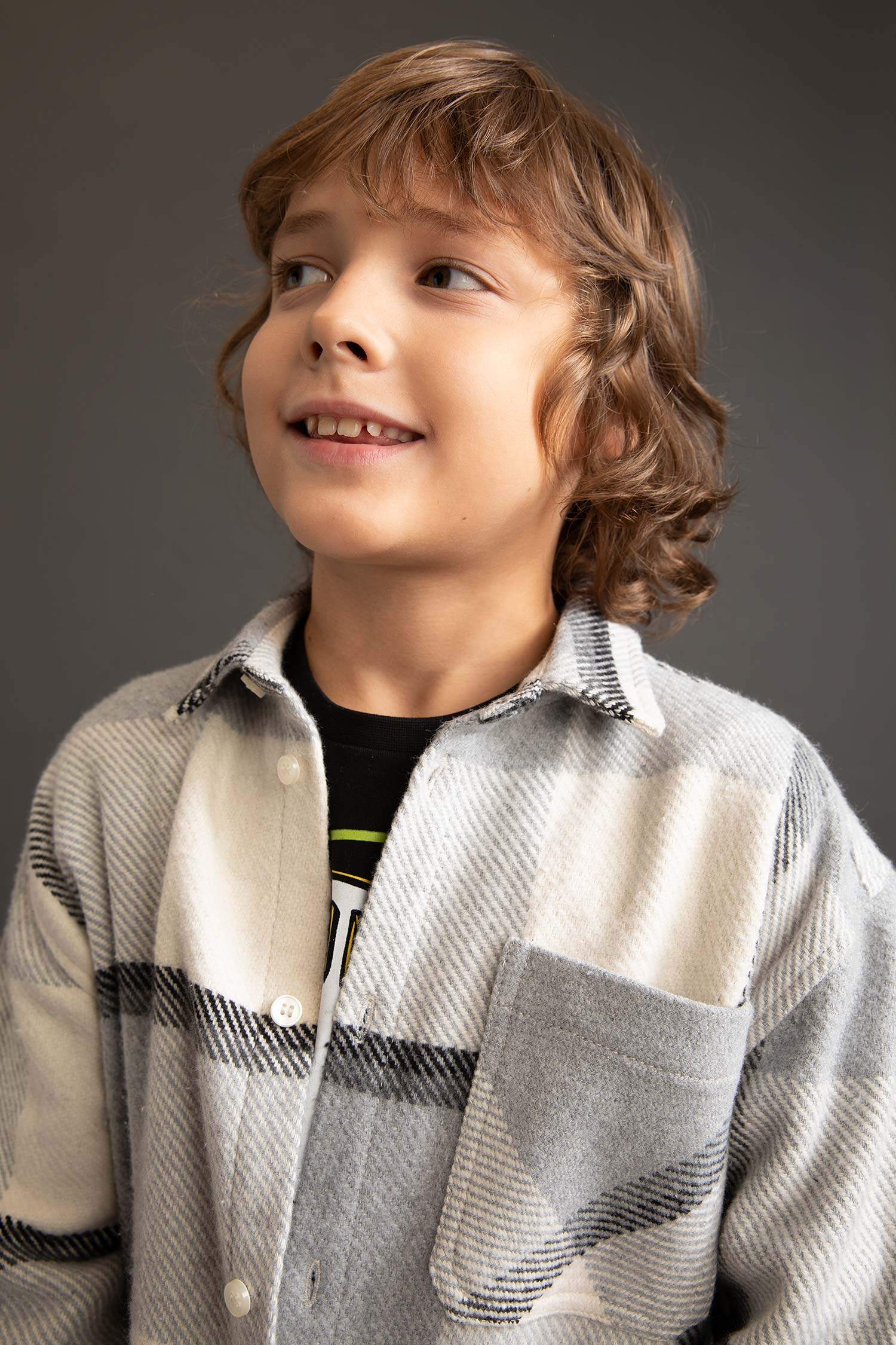 Chemises à manches longues Flanelle Col Polo Garçon