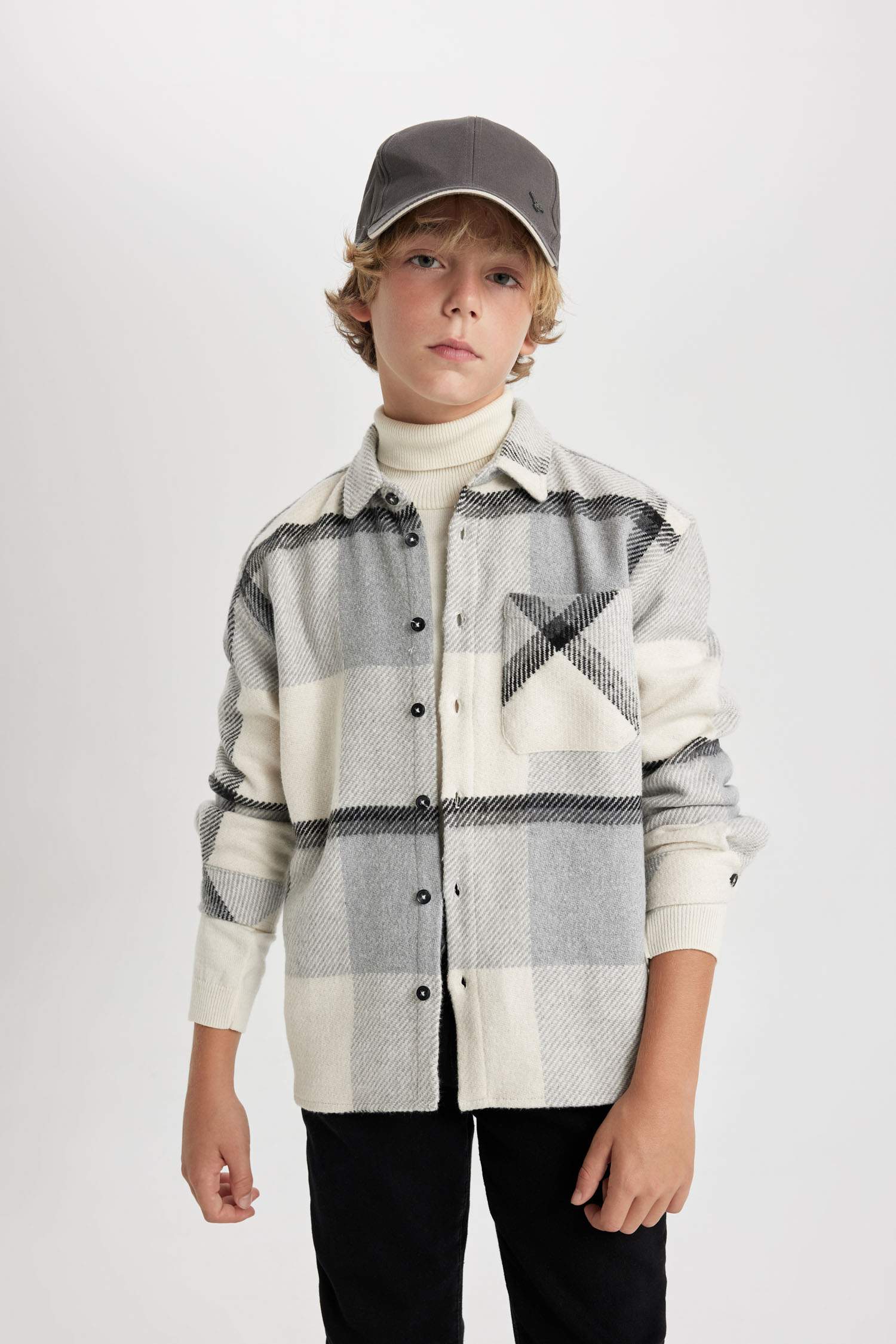 Chemises à manches longues Flanelle Col Polo Garçon