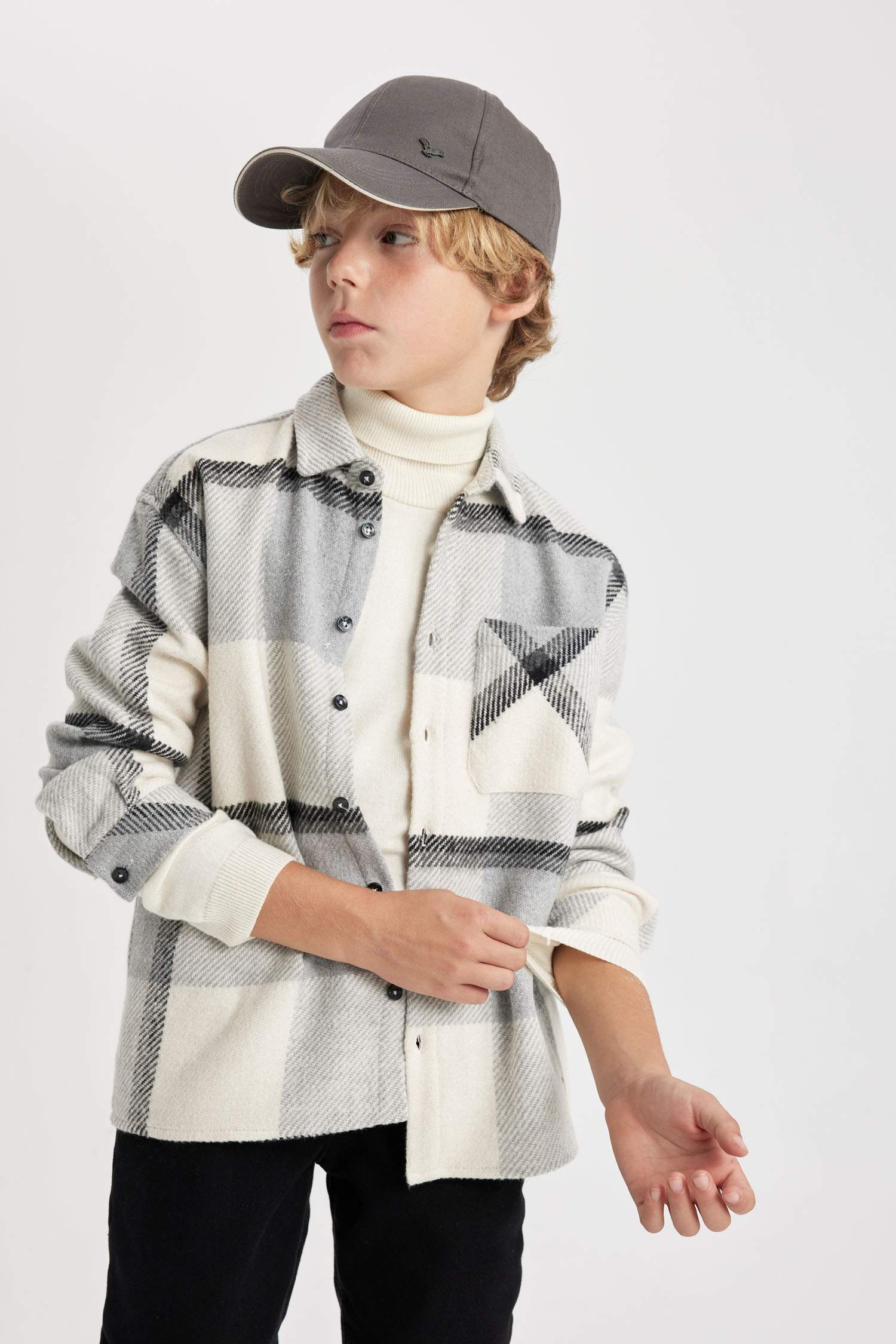 Chemises à manches longues Flanelle Col Polo Garçon