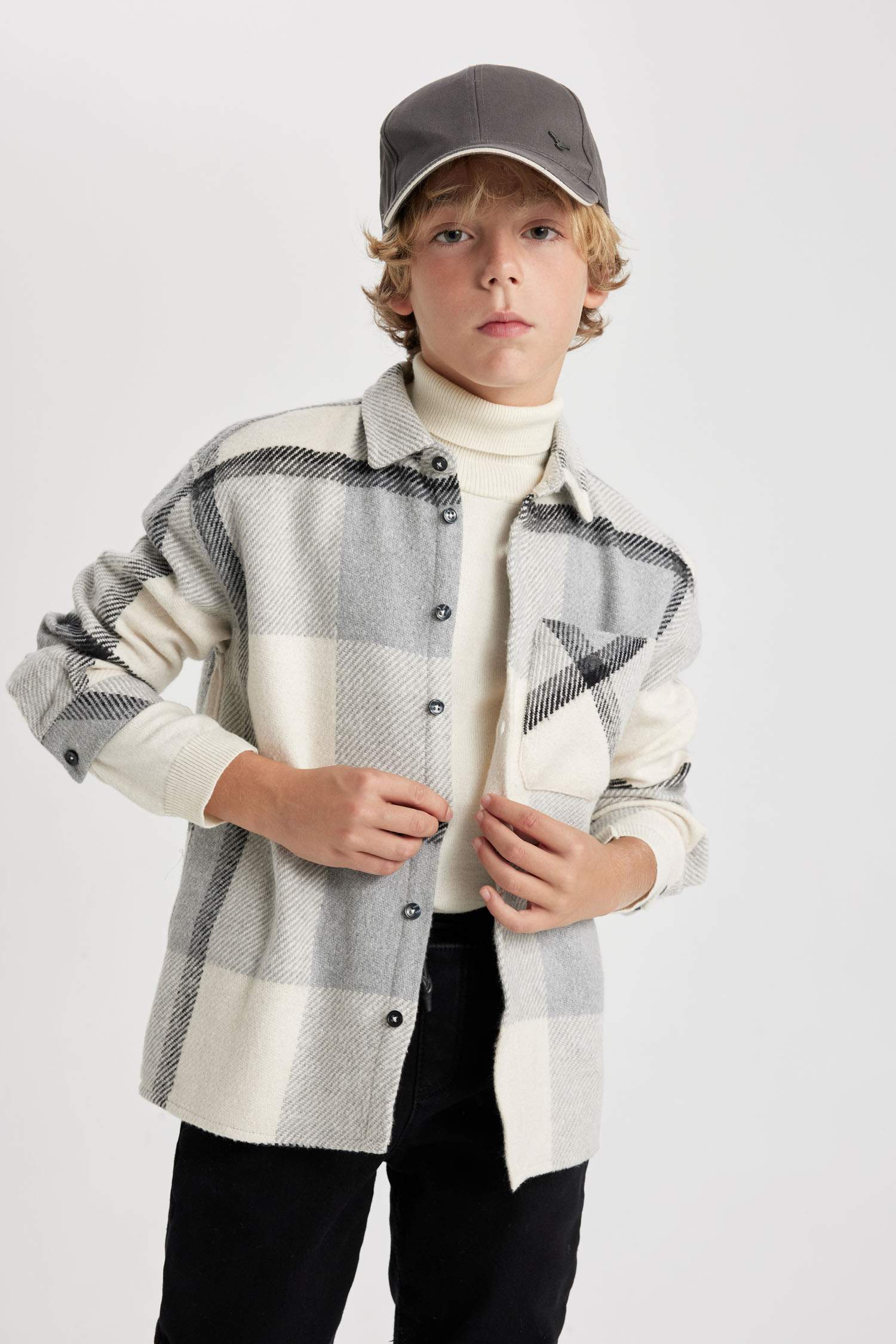 Chemises à manches longues Flanelle Col Polo Garçon