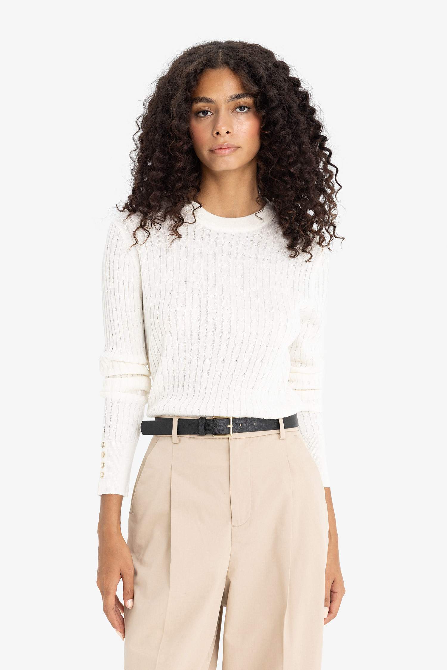 Regular Fit трикотажный свитер с круглым вырезом