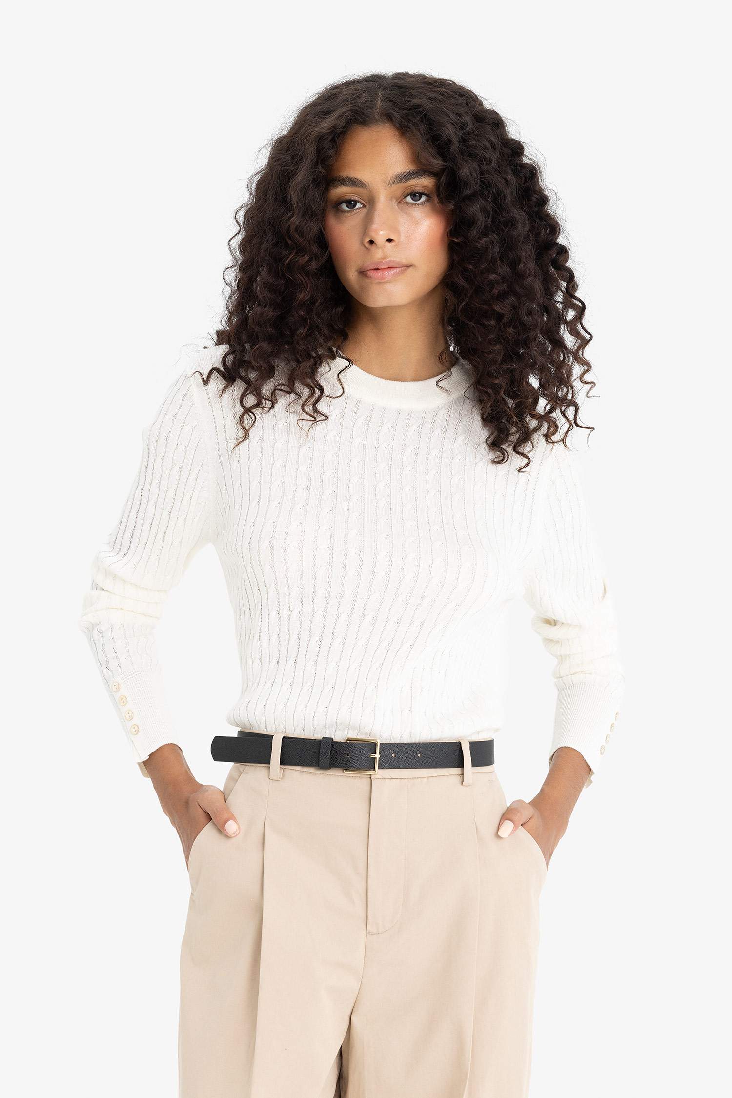 қалыпты пішім дөңгелек жаға трикотаж Пулловер