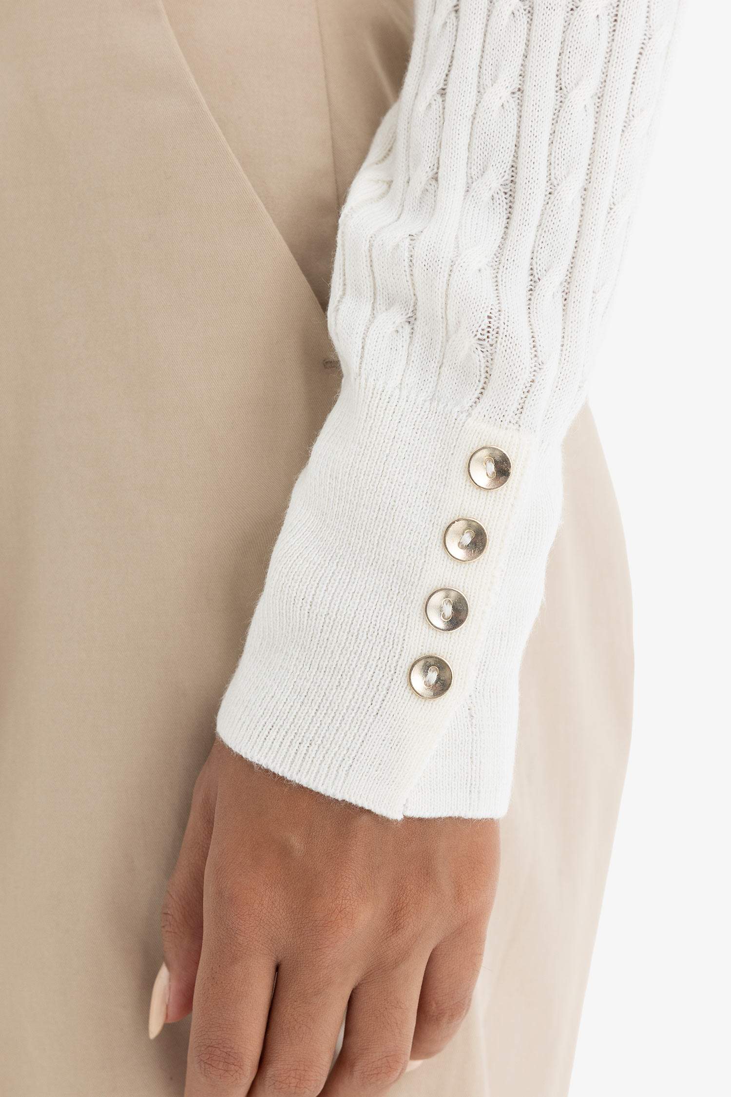 қалыпты пішім дөңгелек жаға трикотаж Пулловер