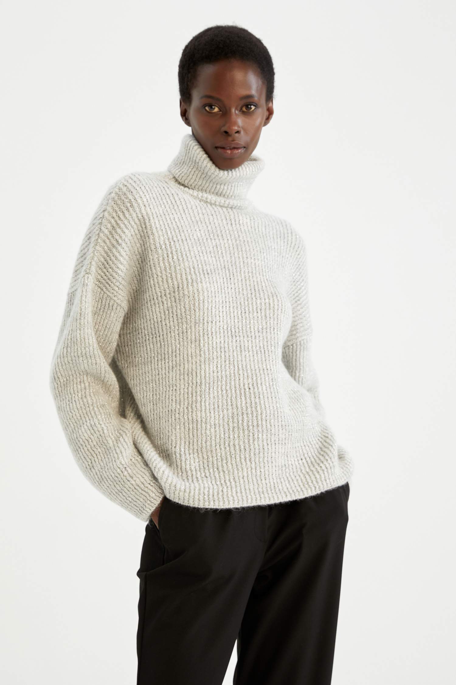 Grey WOMAN Oversize Fit Turtleneck 