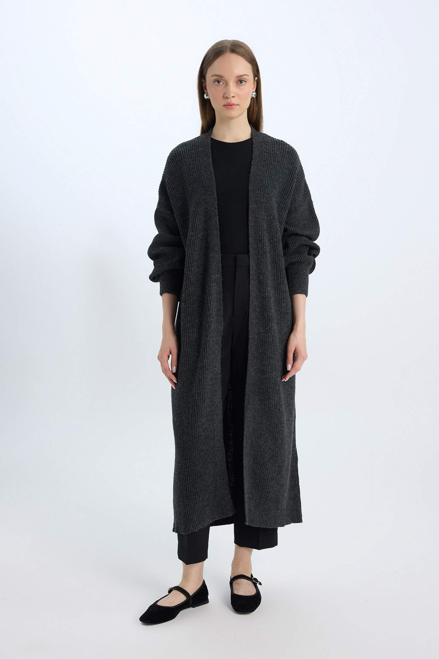 Anthracite WOMAN Regular Fit Cardigan 3113113 | DeFacto