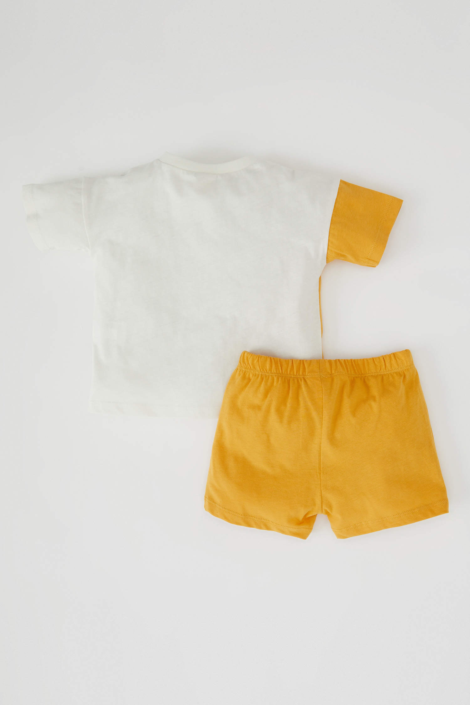 Defacto Erkek Bebek Regular Fit Pamuklu Kısa Kollu Renk Bloklu Tişört Şort Takım. 5
