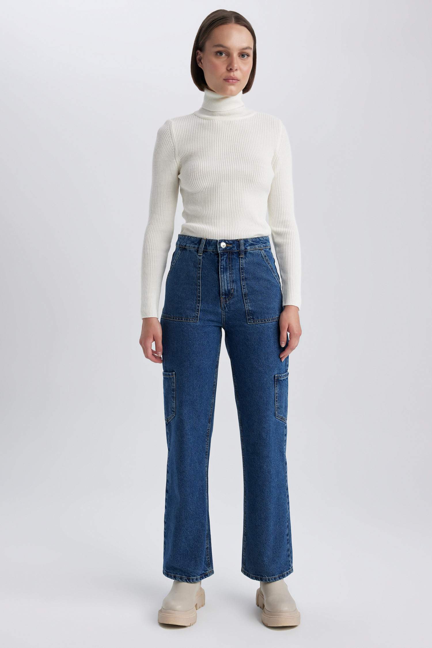 Slim Fit Dar Kesim Balıkçı Yaka Triko Kazak