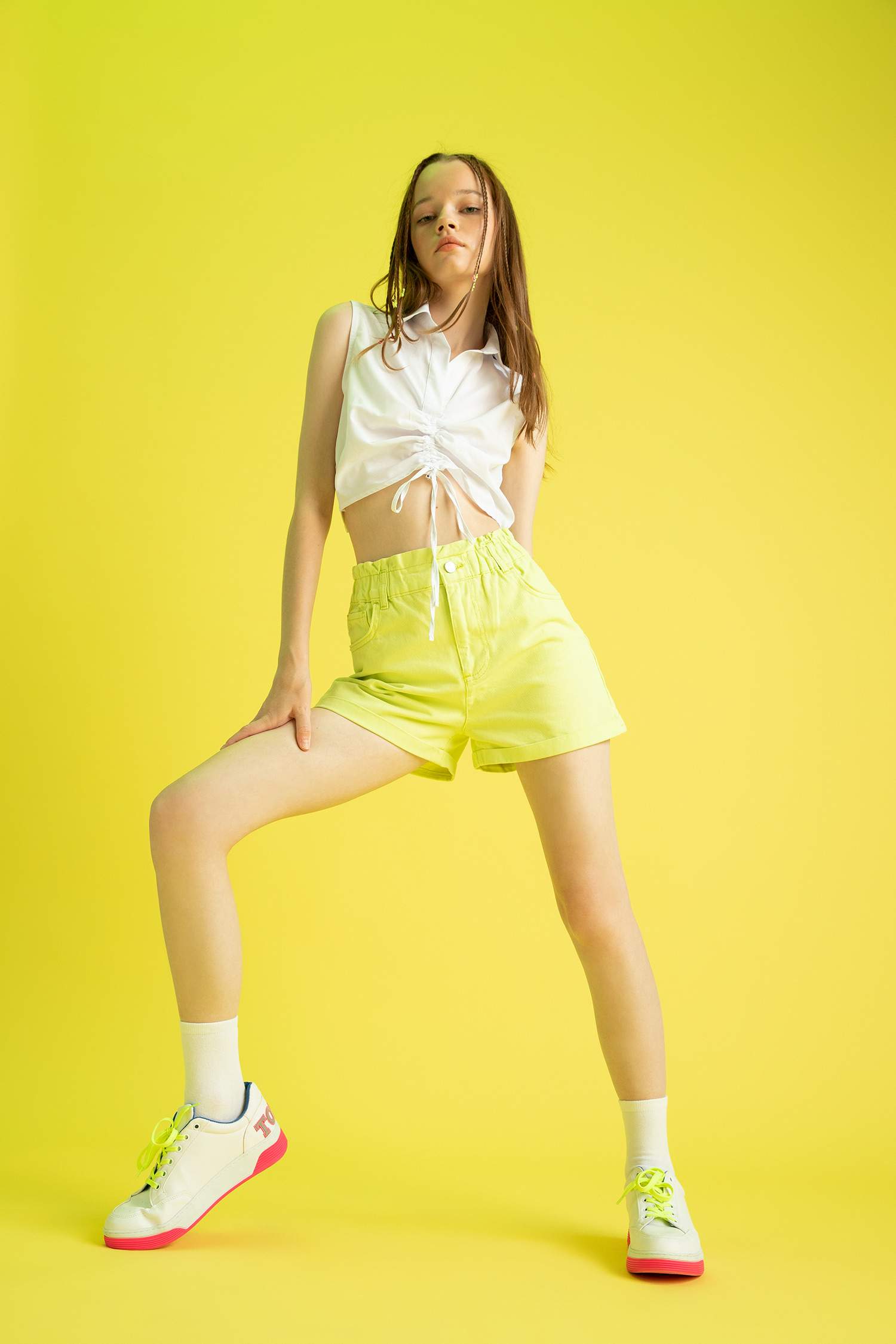 Шорты папербаг с высокой талией из 100% хлопка, Coool