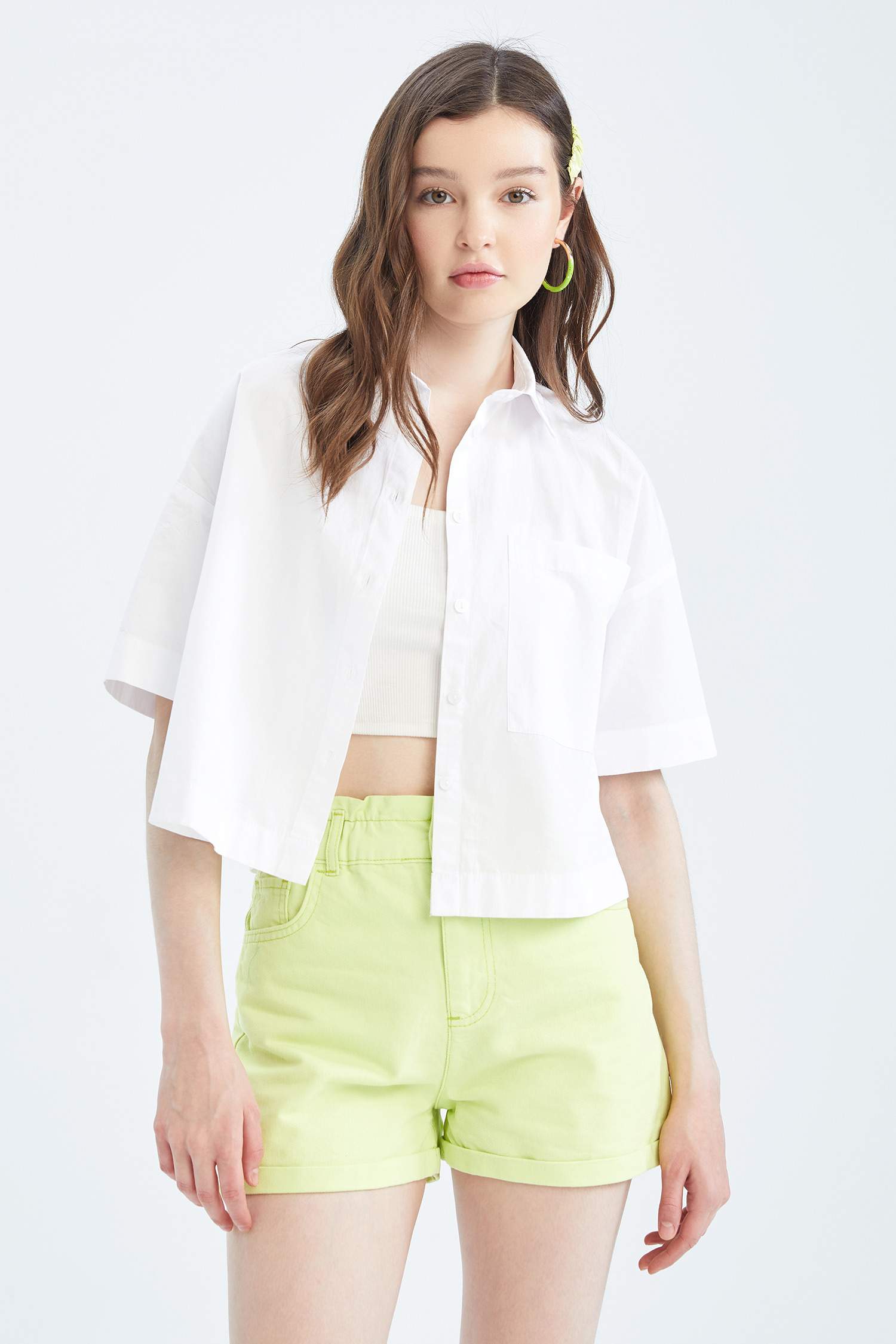 Шорты папербаг с высокой талией из 100% хлопка, Coool