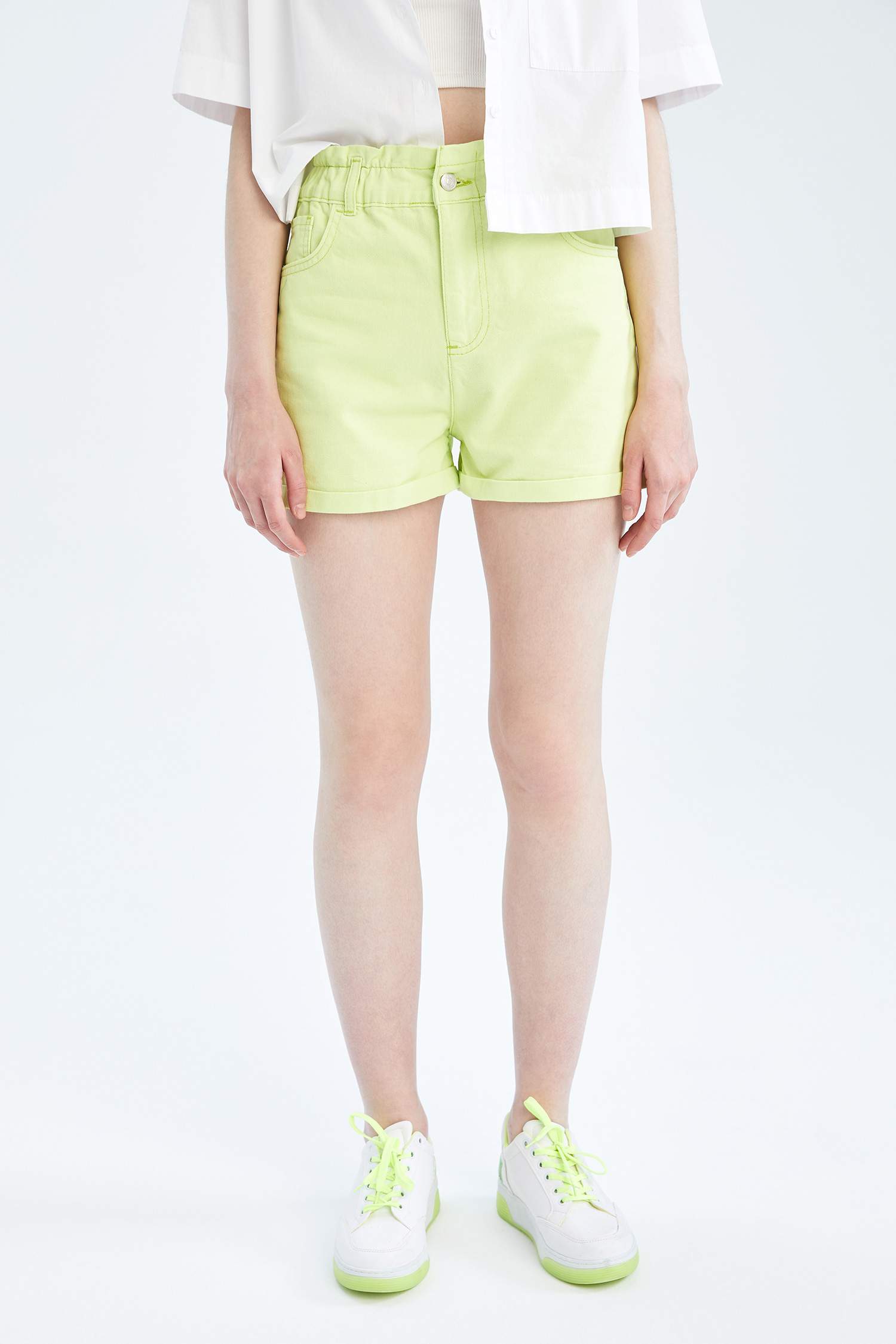 Шорты папербаг с высокой талией из 100% хлопка, Coool