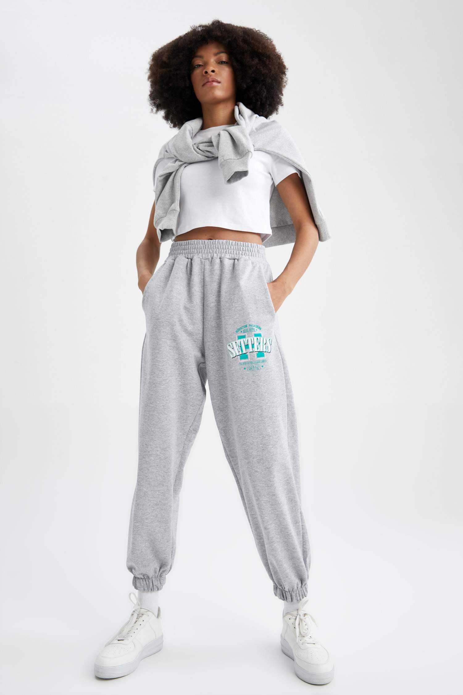 Grey WOMAN Loose Fit Printed Ruched 