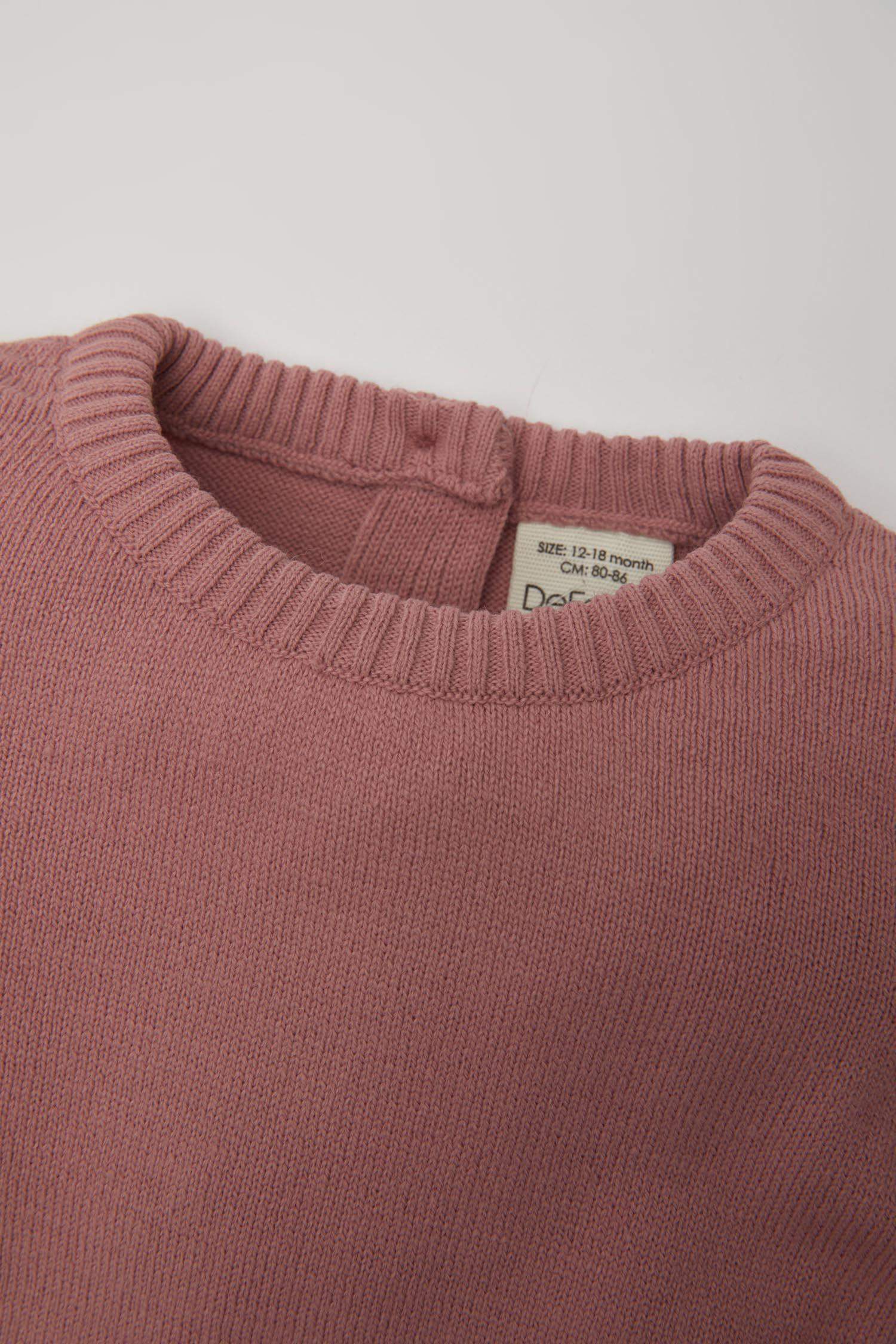 Baby Girl Crew Neck Basic Knitted Pullover