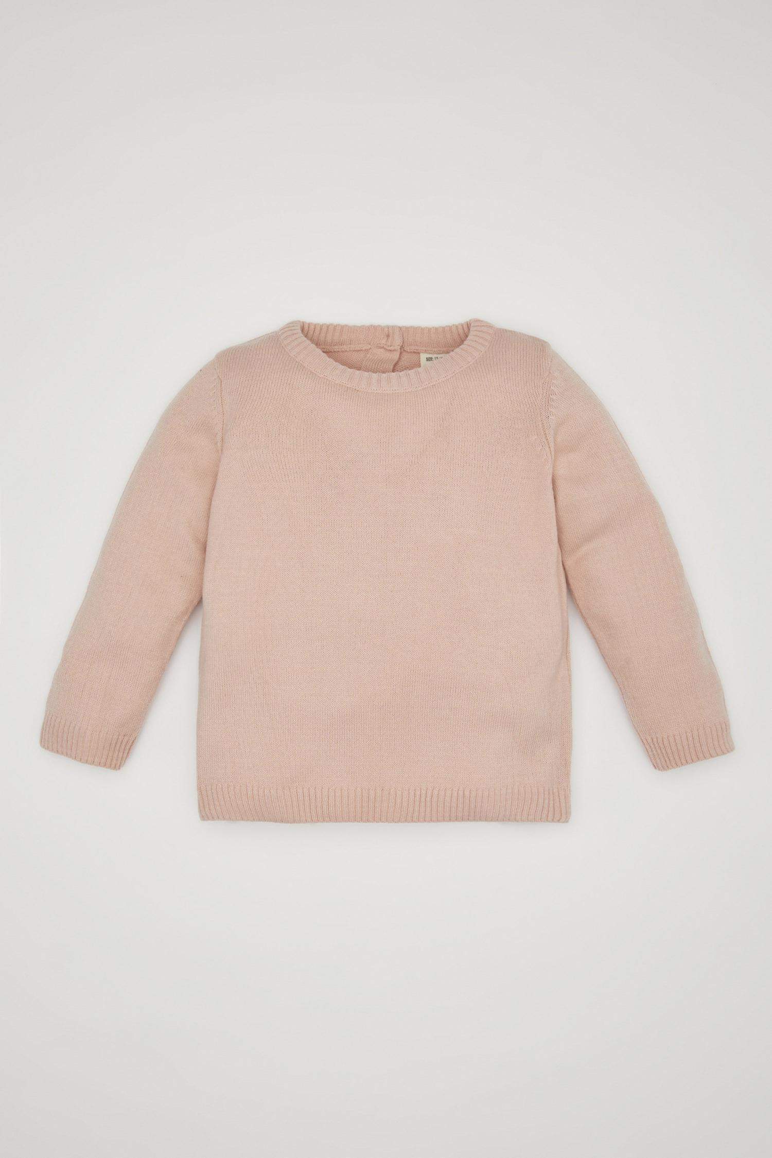 Baby Girl Pink Crew Neck Basic Knitted Pullover