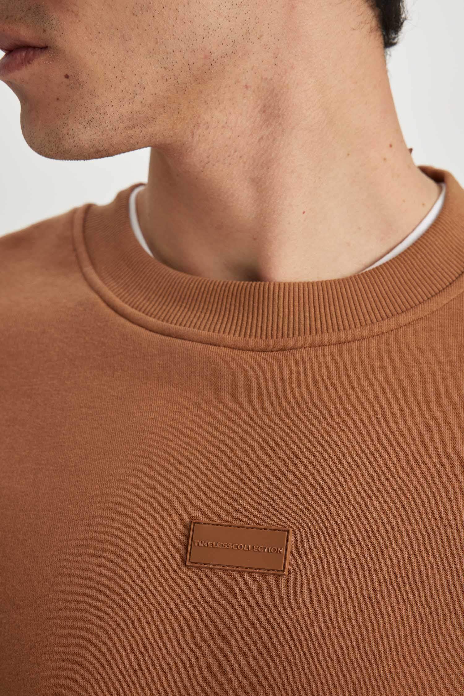 Boxy Fit Bisiklet Yaka Baskılı Sweatshirt