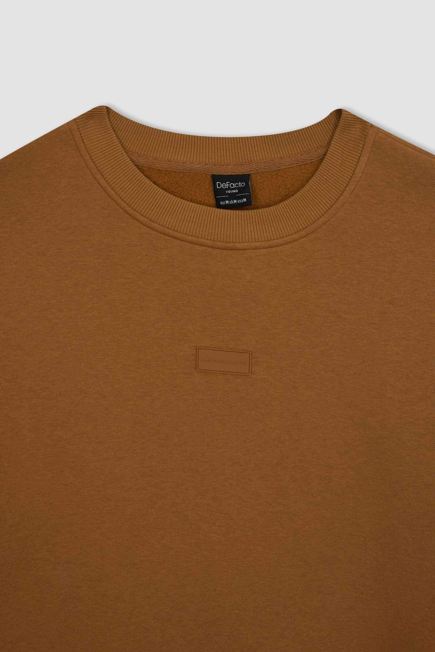 Boxy Fit Bisiklet Yaka Baskılı Sweatshirt