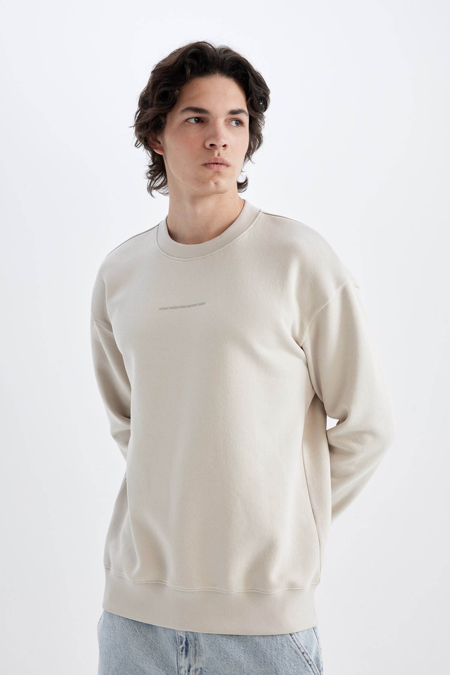 DeFacto Boxy Fit Bisiklet Yaka Baskılı Sweatshirt görsel 3