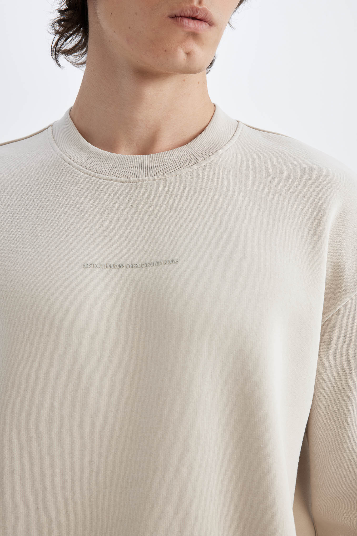DeFacto Boxy Fit Bisiklet Yaka Baskılı Sweatshirt görsel 5