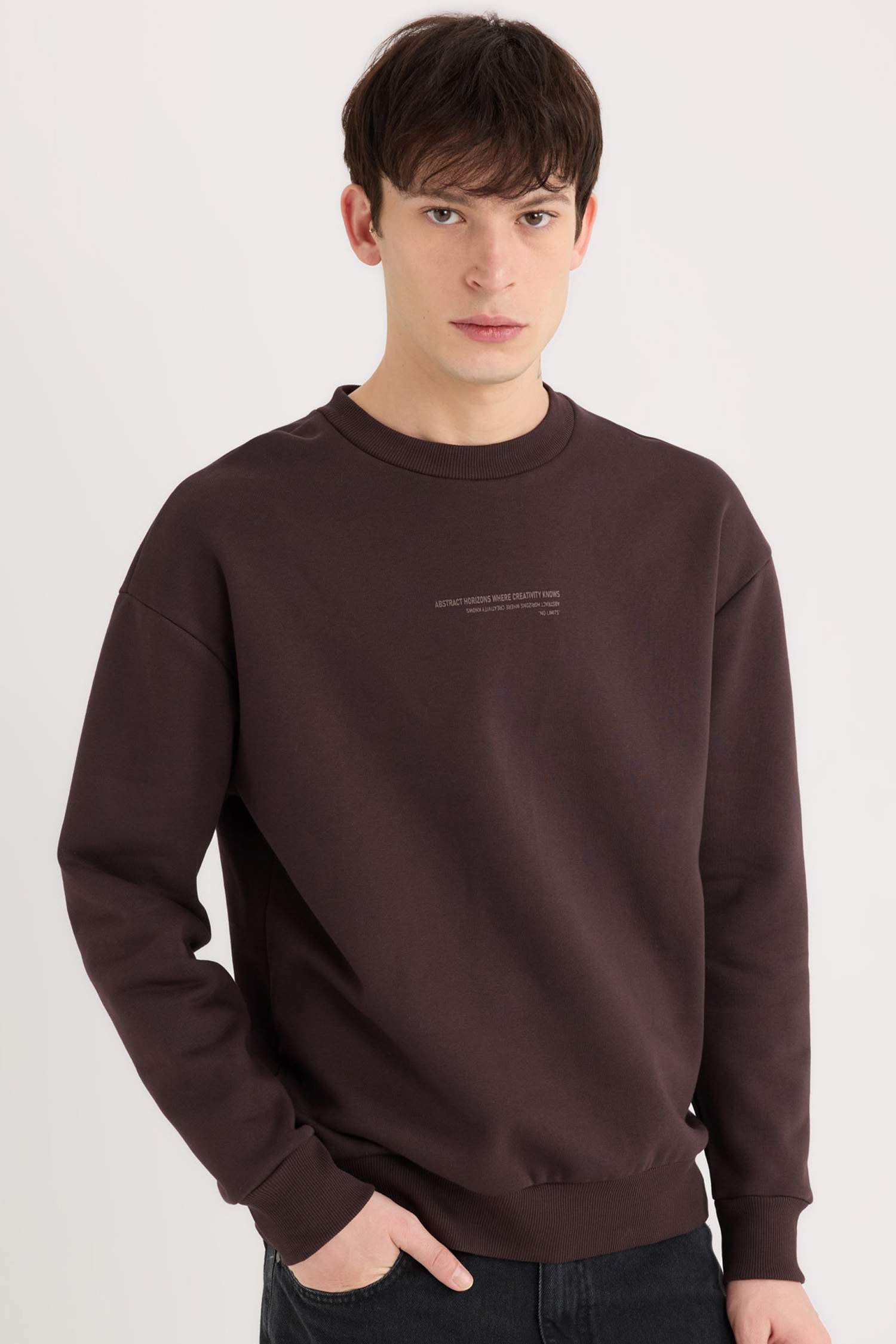 Sweatshirt imprimé à col rond Coupe boxy