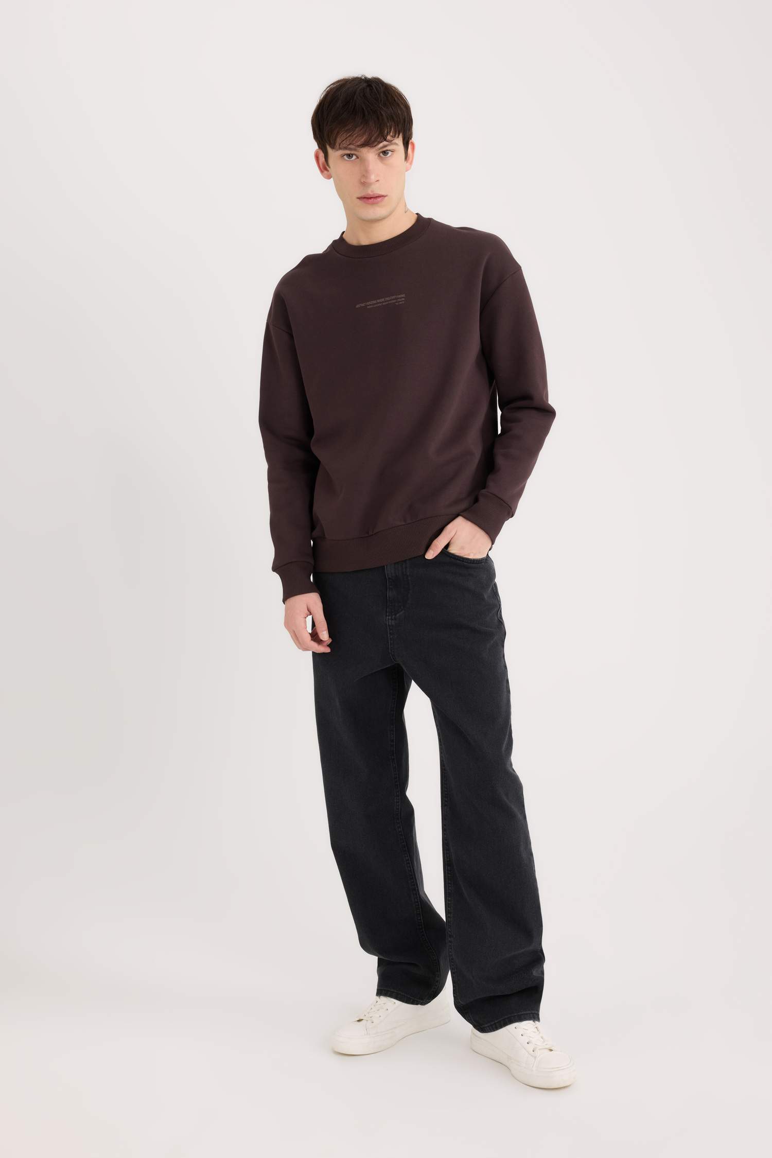 Sweatshirt imprimé à col rond Coupe boxy