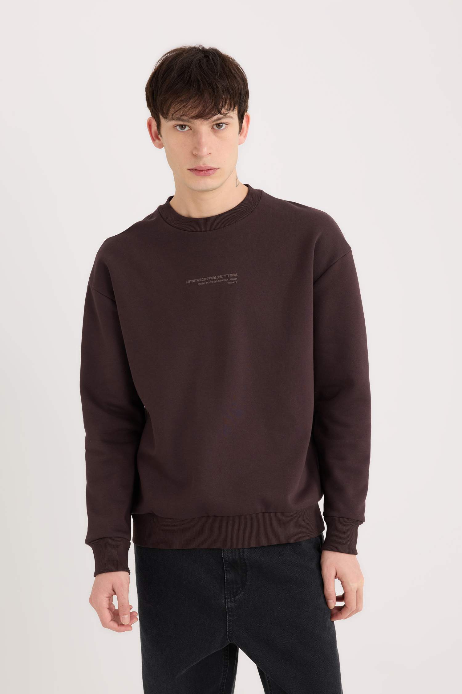 Sweatshirt imprimé à col rond Coupe boxy