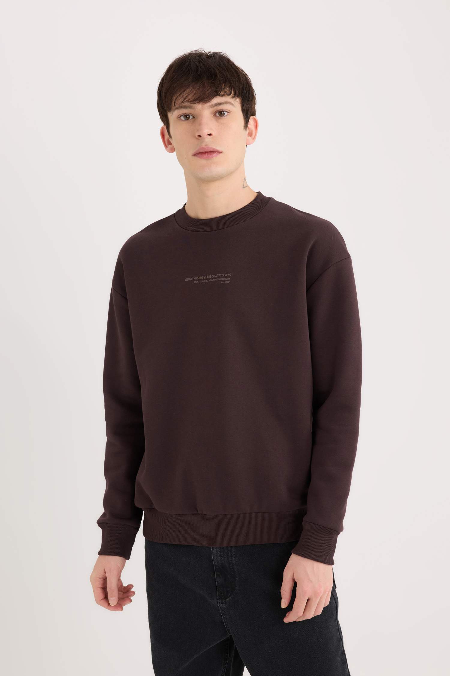 Sweatshirt imprimé à col rond Coupe boxy