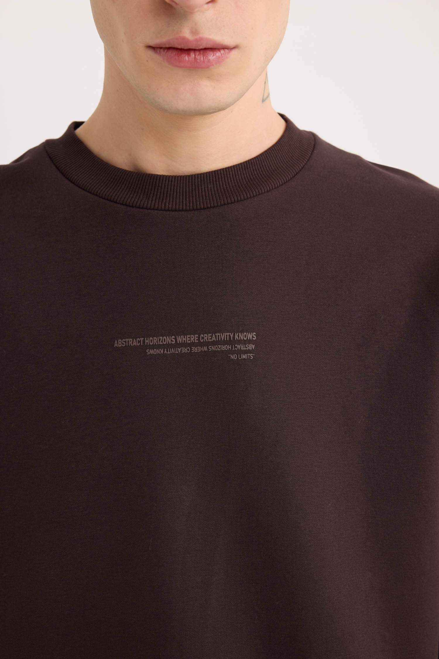 Sweatshirt imprimé à col rond Coupe boxy