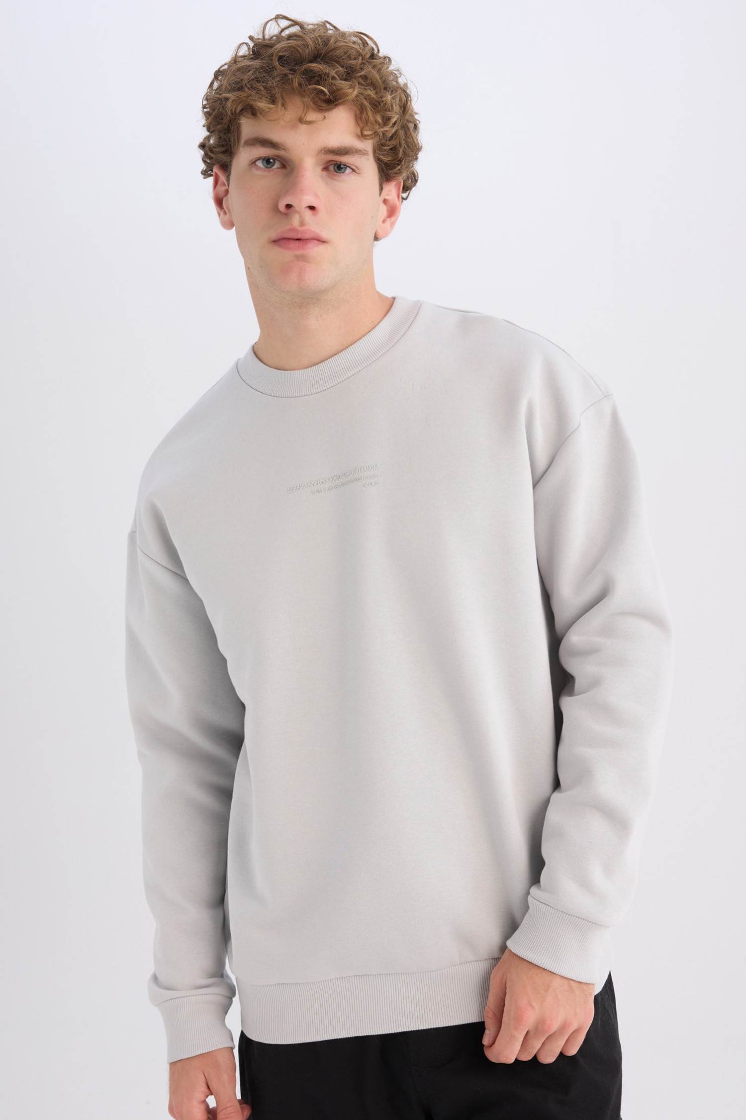 DeFacto Boxy Fit Bisiklet Yaka Baskılı Sweatshirt