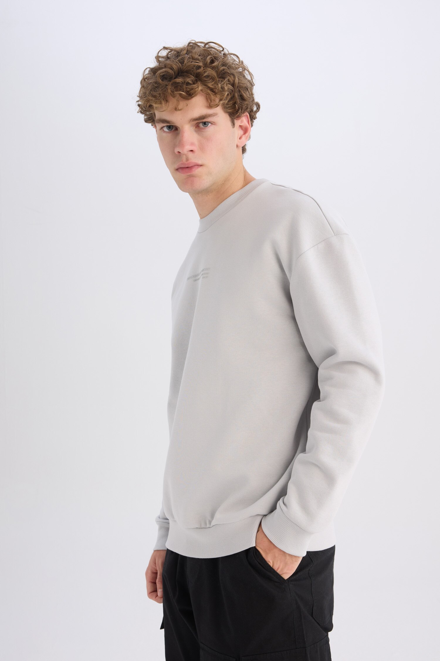 DeFacto Boxy Fit Bisiklet Yaka Baskılı Sweatshirt görsel 3