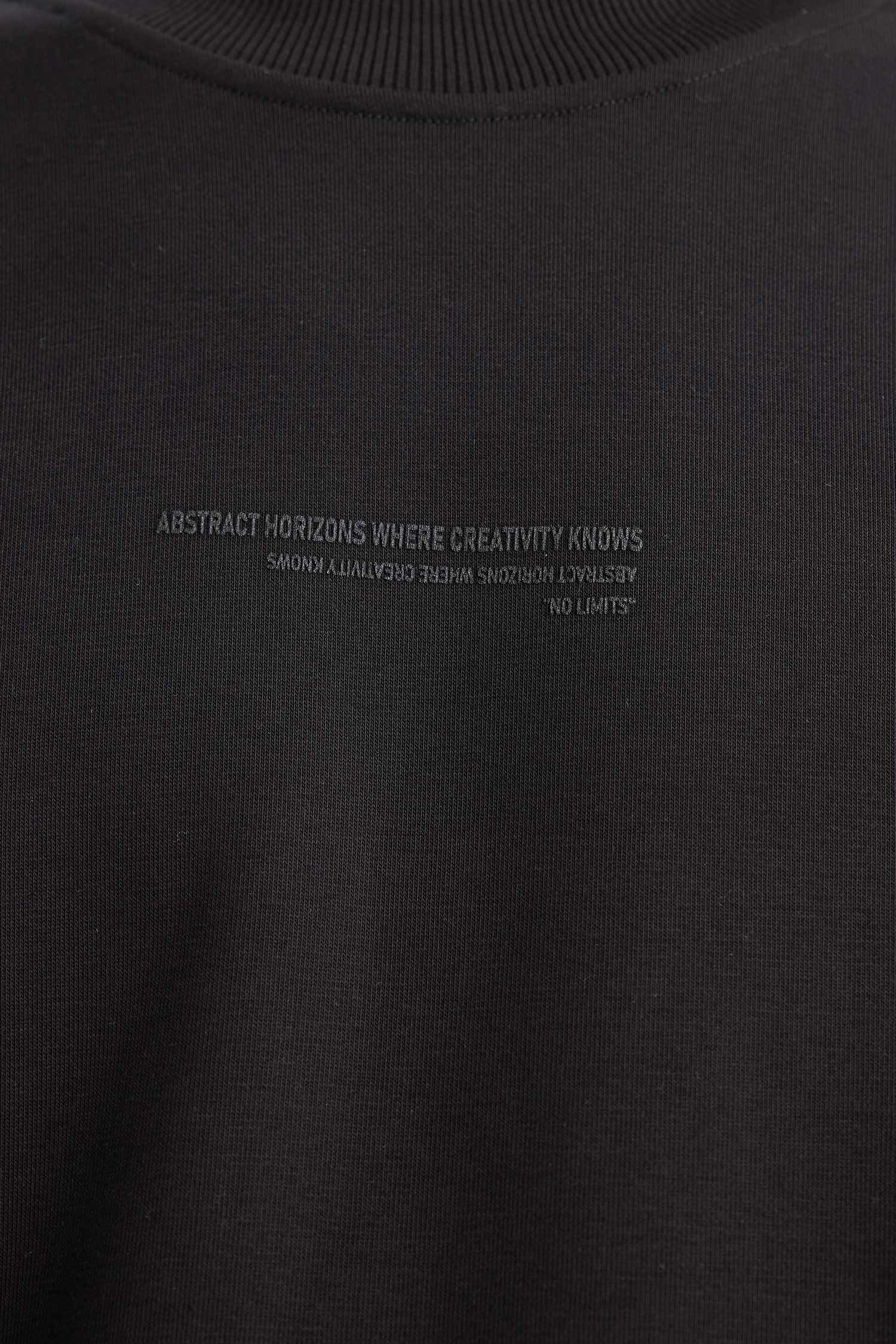 Boxy Fit Bisiklet Yaka İçi Yumuşak Tüylü Baskılı Sweatshirt