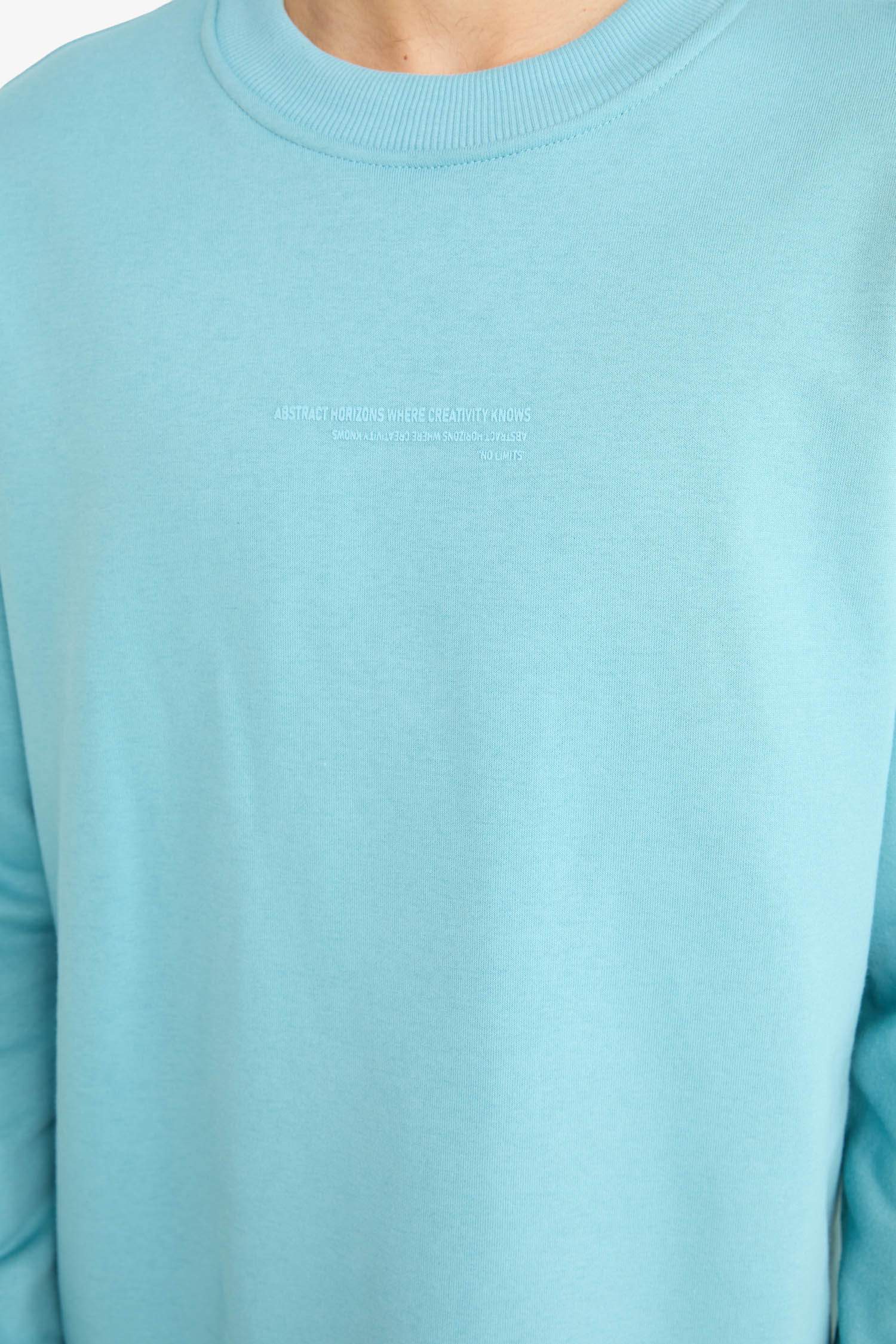 Sweatshirt boxy imprimé à col rond intérieur doux