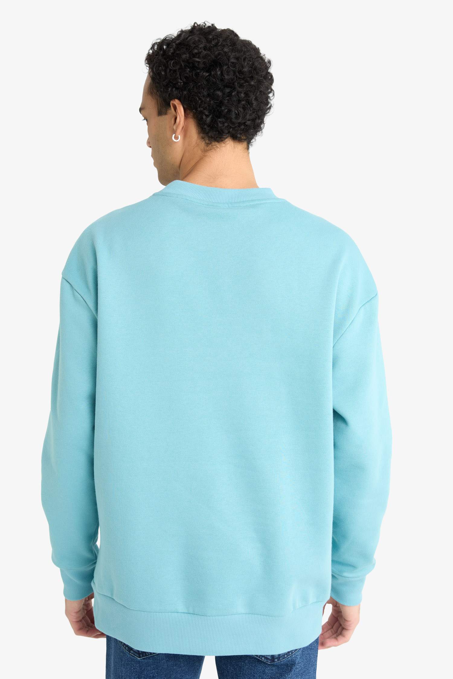 Sweatshirt boxy imprimé à col rond intérieur doux