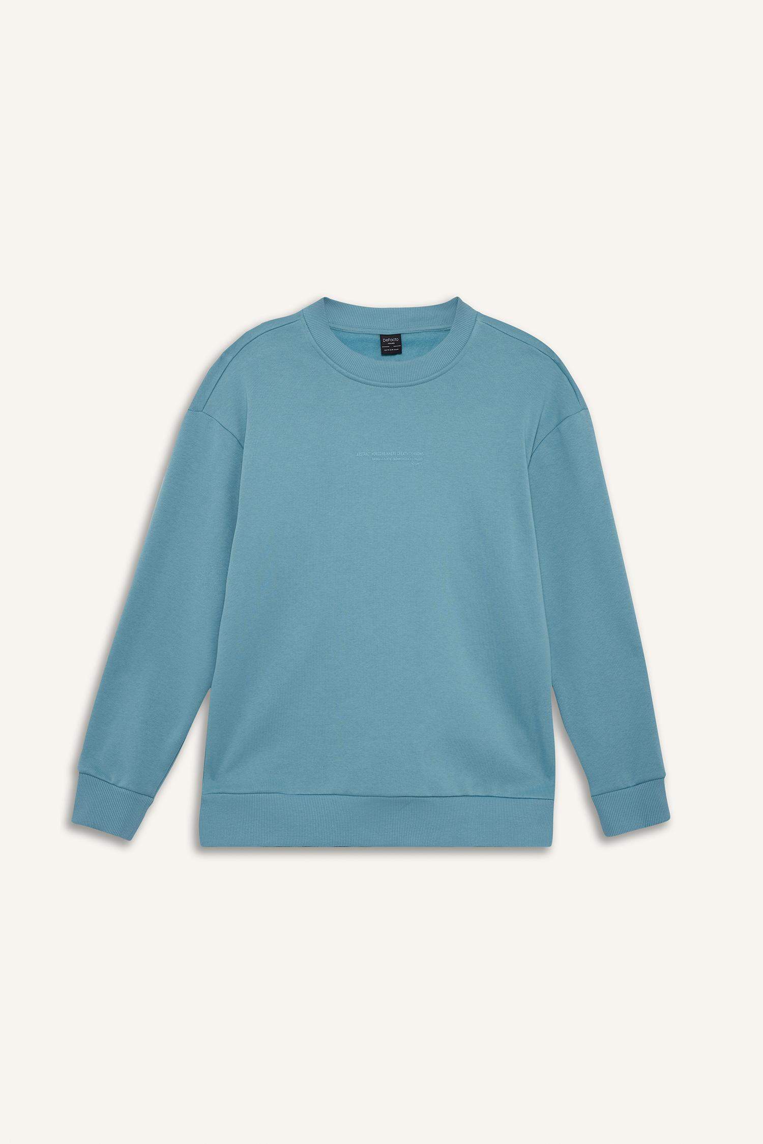 Sweatshirt boxy imprimé à col rond intérieur doux
