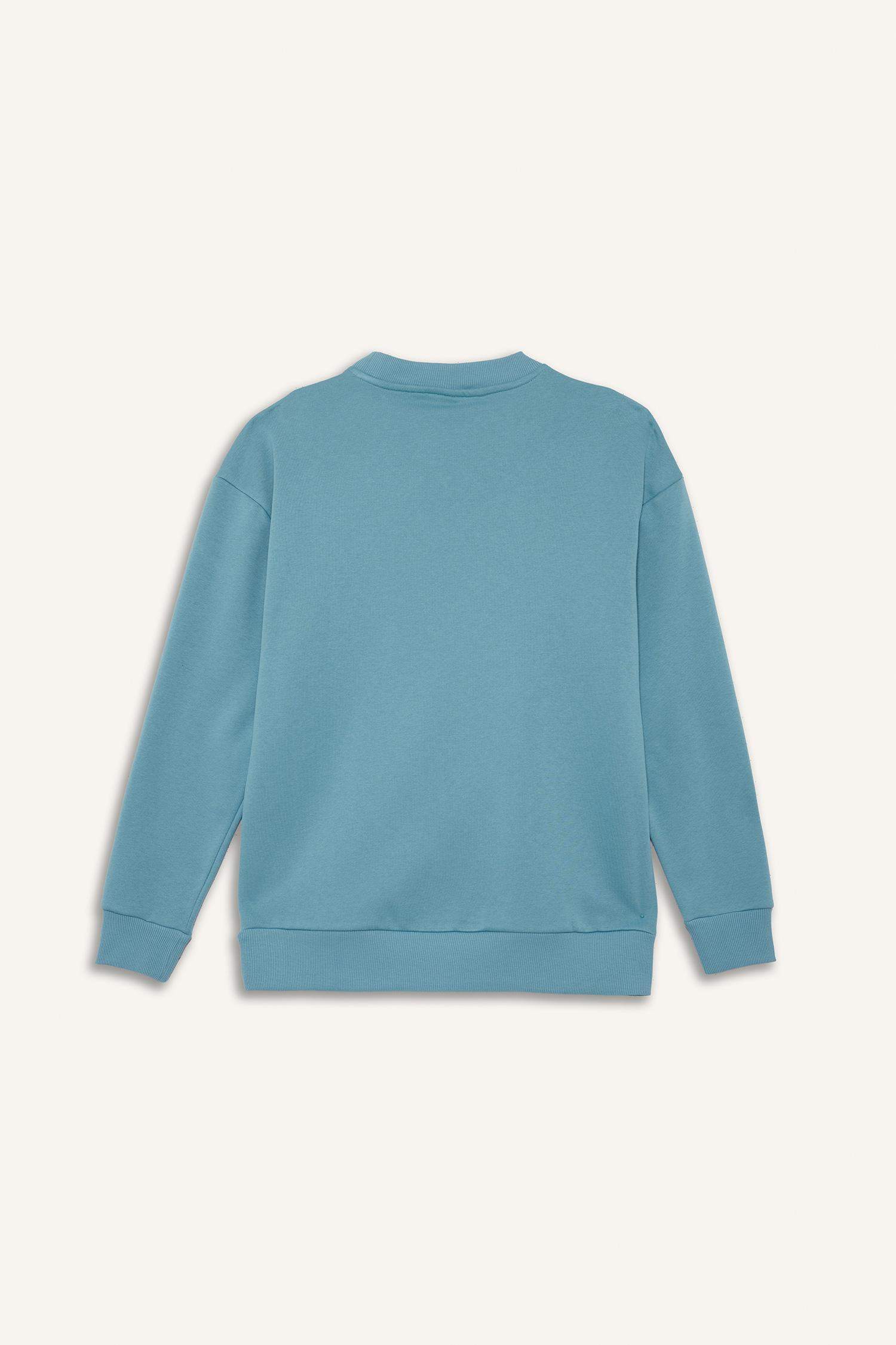 Sweatshirt boxy imprimé à col rond intérieur doux