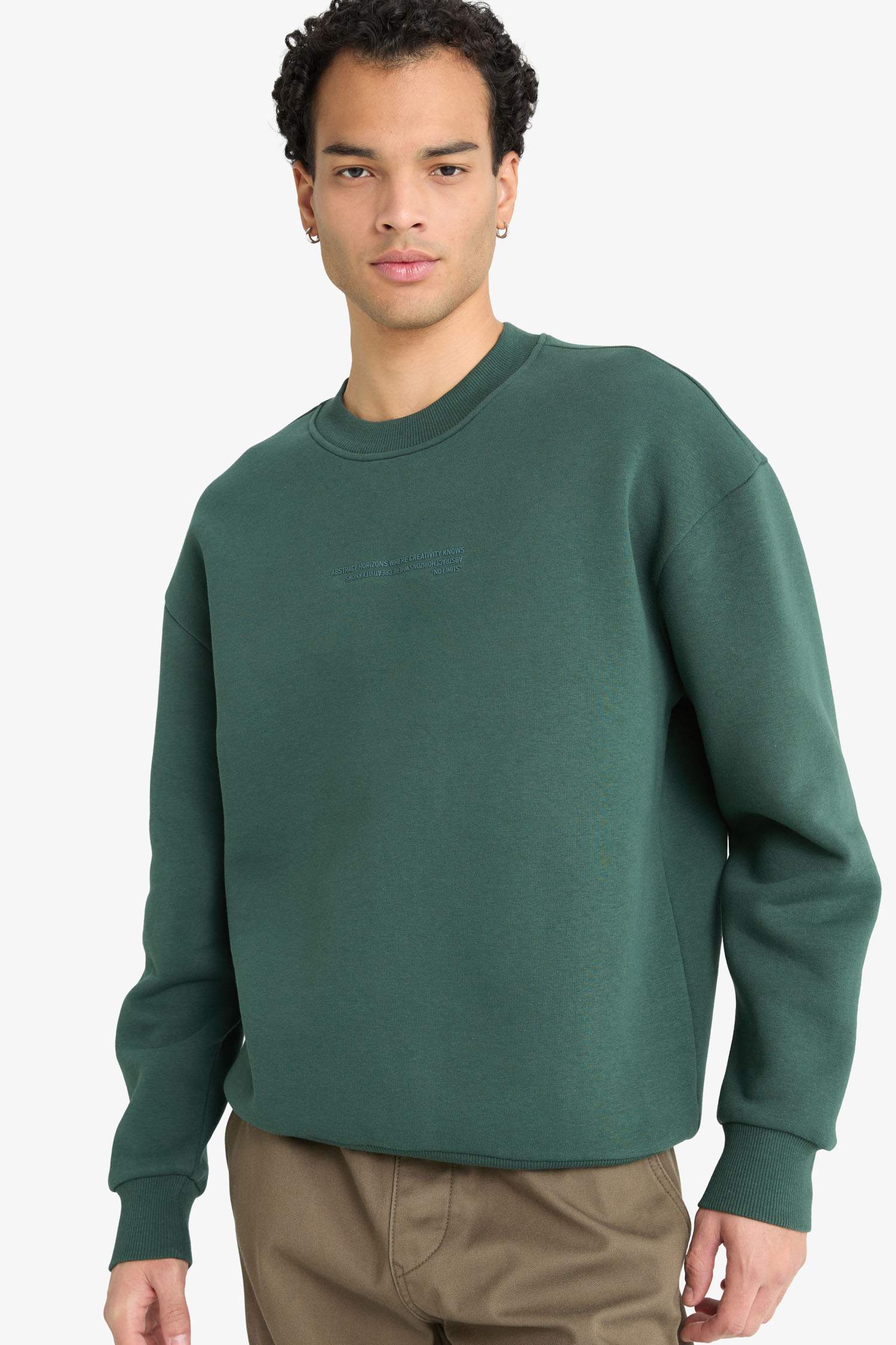 Sweatshirt boxy imprimé à col rond