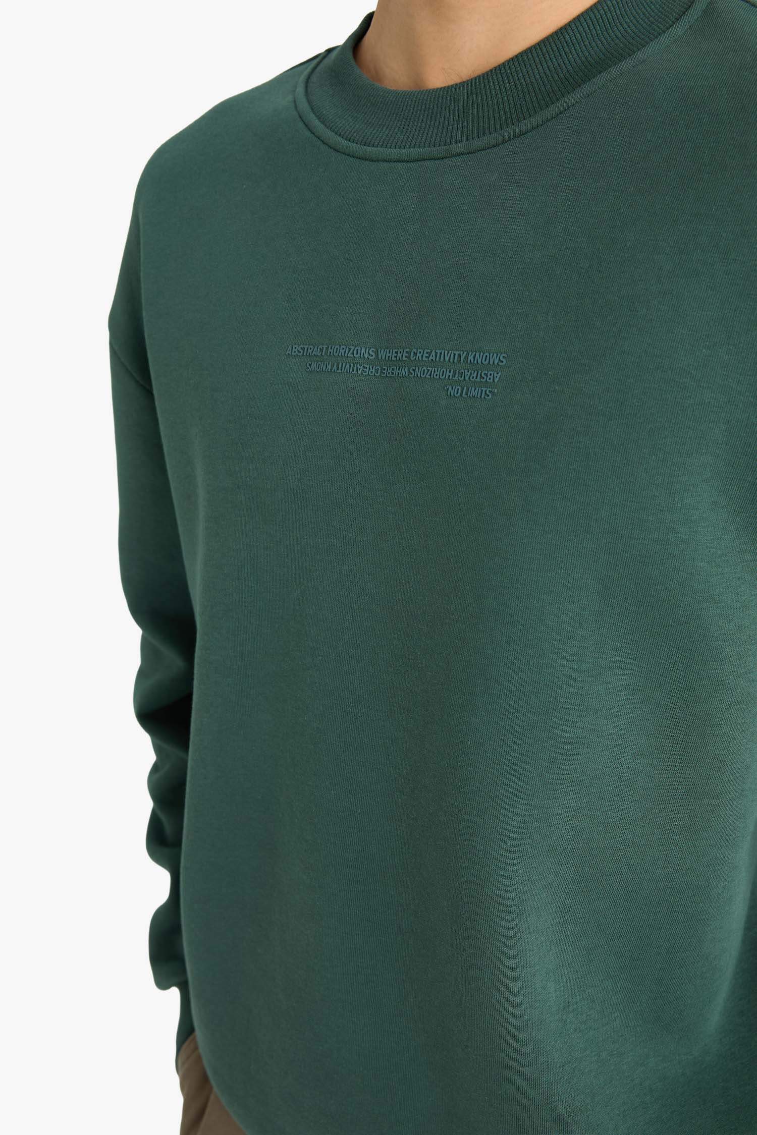 Sweatshirt boxy imprimé à col rond