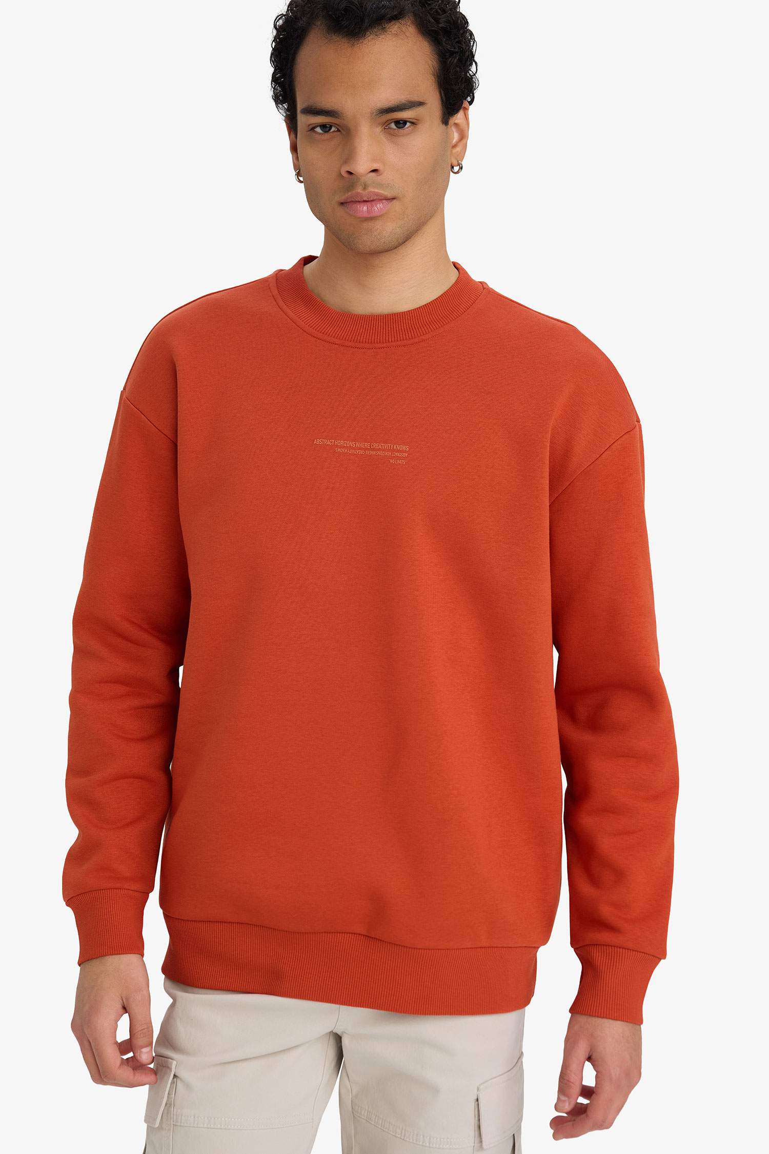 Boxy Fit Printed Long Sleeve Sweatshirt