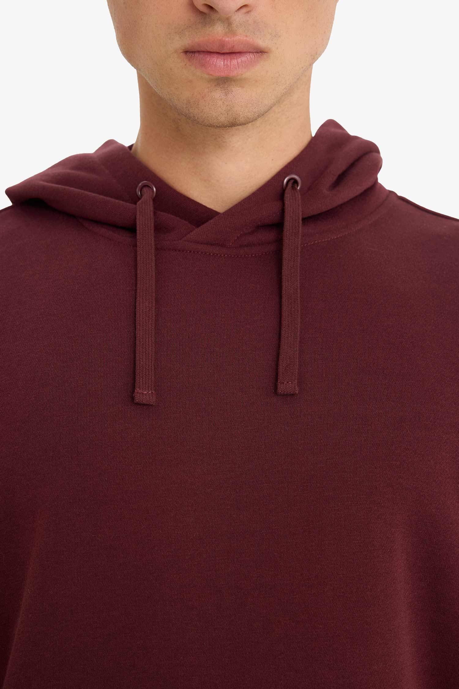 سويت شيرت قصة عادية بغطاء للرأس بجيب الكنغر