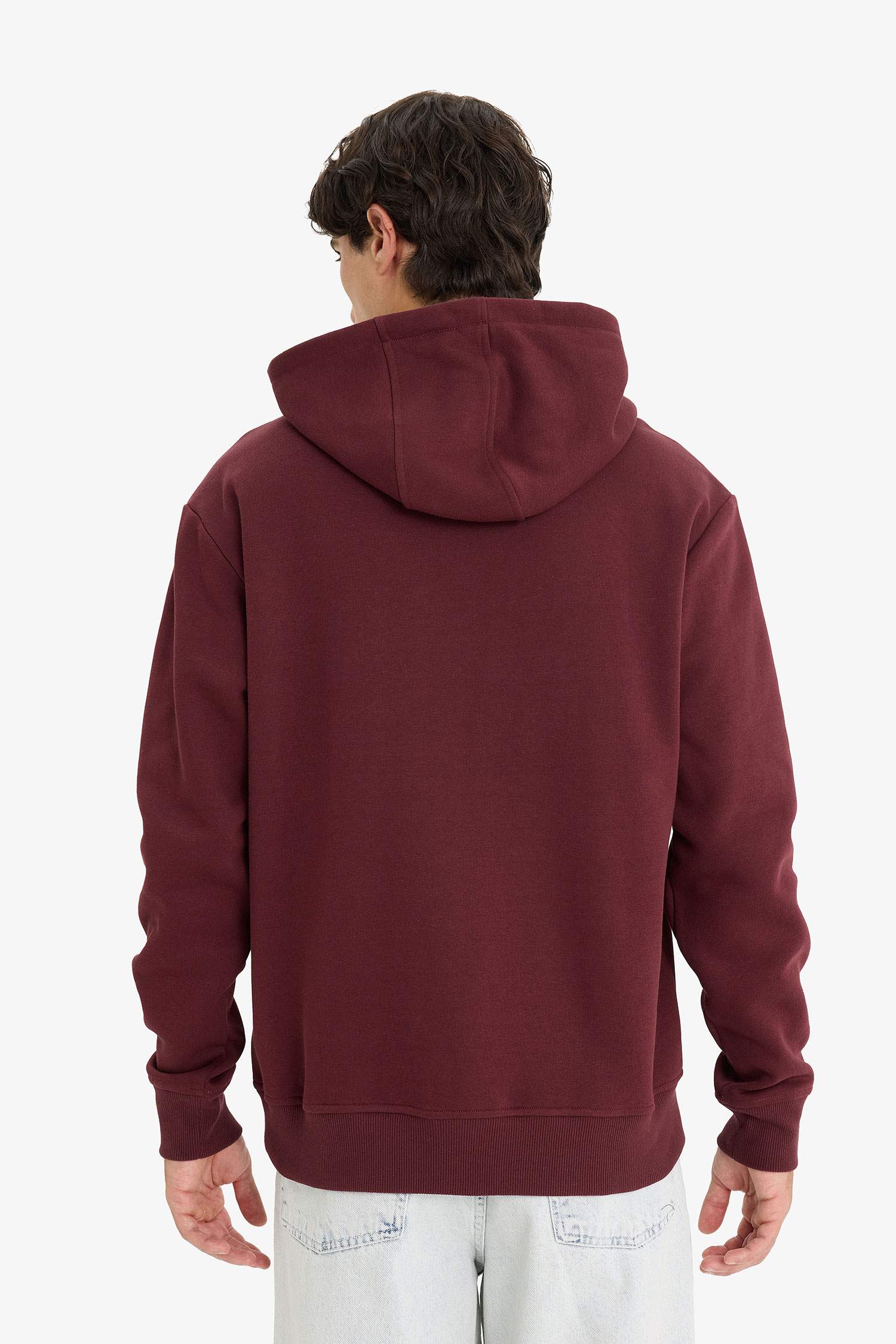 سويت شيرت قصة عادية بغطاء للرأس بجيب الكنغر