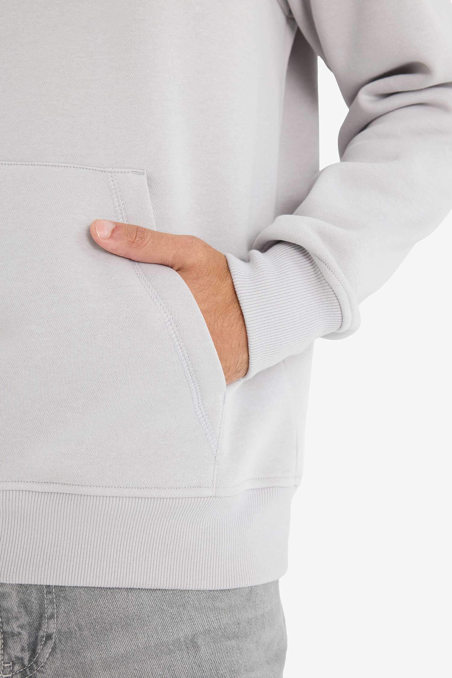 Regular Fit Kapüşonlu İçi Yumuşak Tüylü Kanguru Cepli Basic Düz Sweatshirt