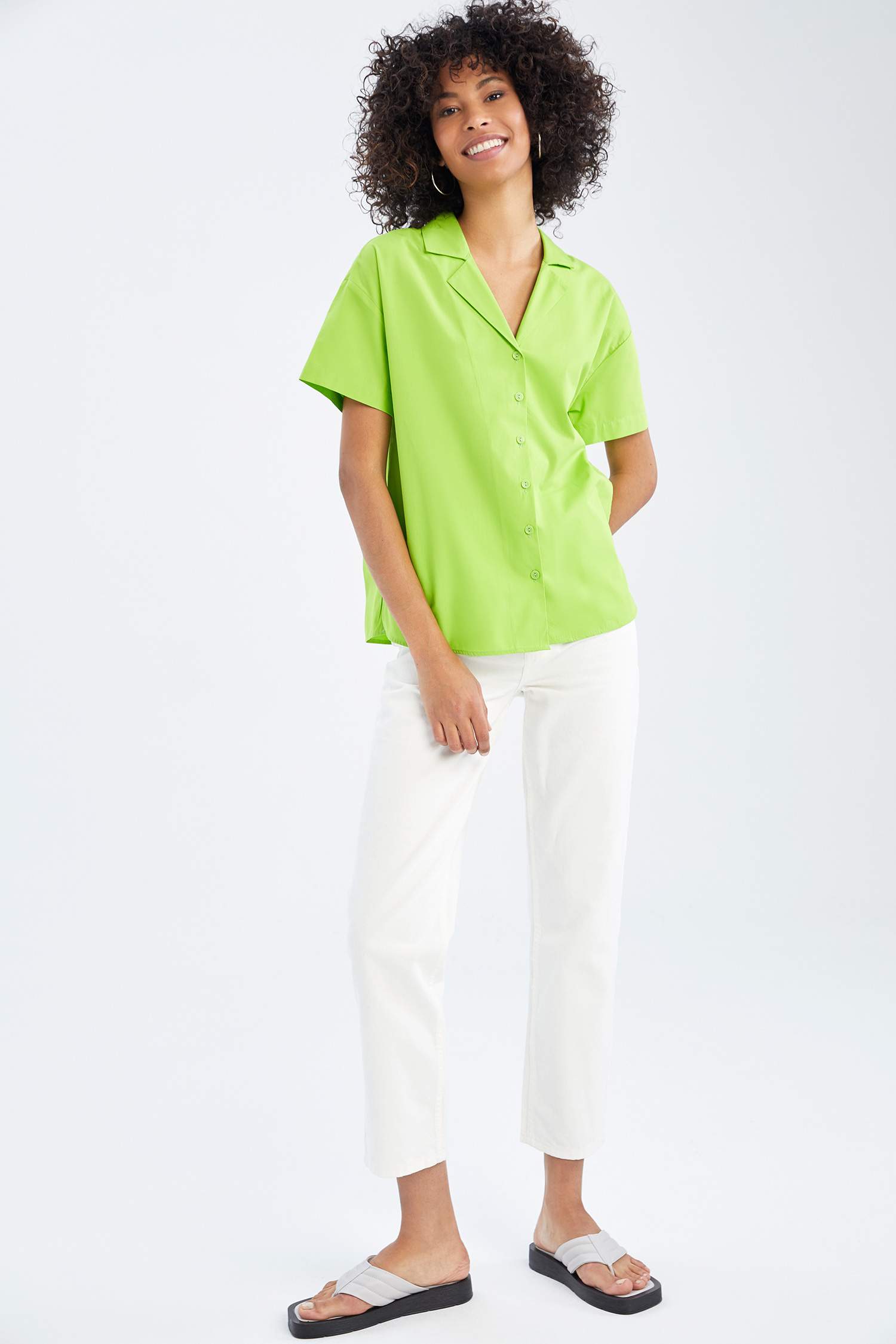 Oversize Fit Short Sleeve Poplin Shirt