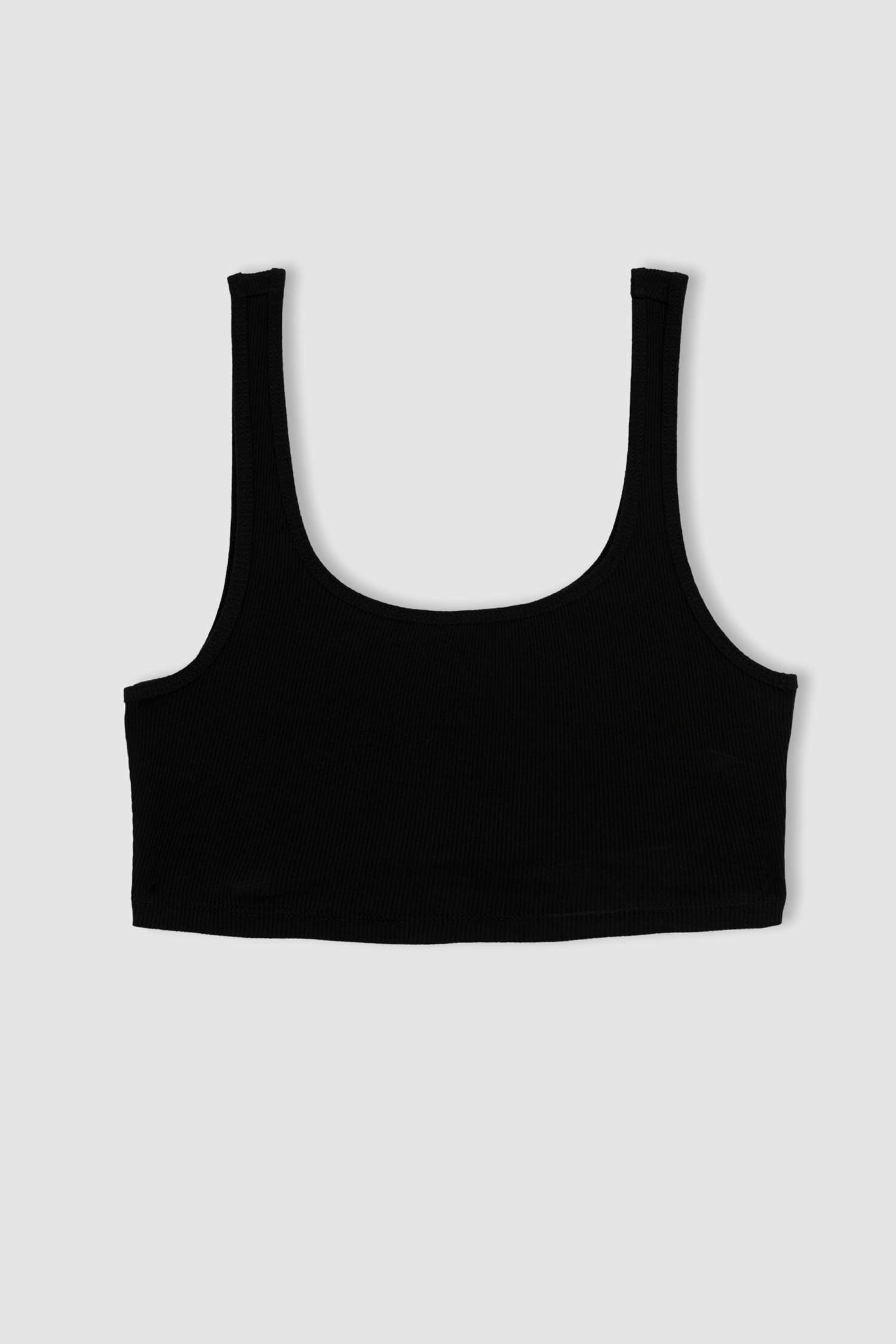 Fitted Kare Yaka Fitilli Kaşkorse Basic Düz Atlet