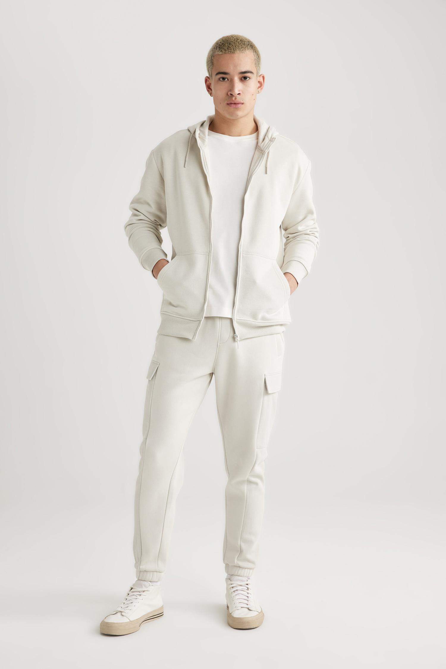 Gray Regular Fit Hooded Soft Furry Inside Pocket Basic Sweatshirt