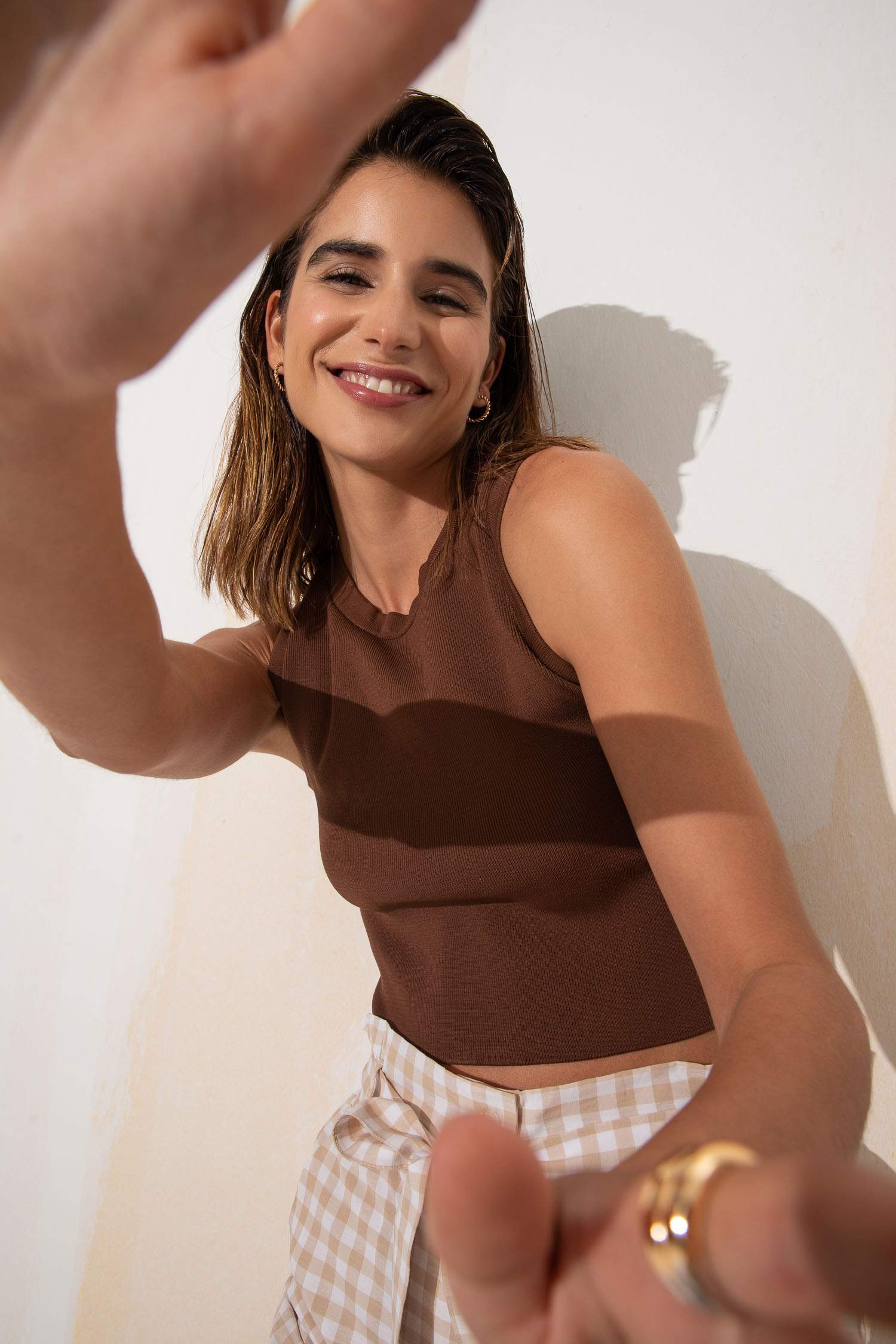 Fitted Rope Decollete Knitted Knitwear Crop Top