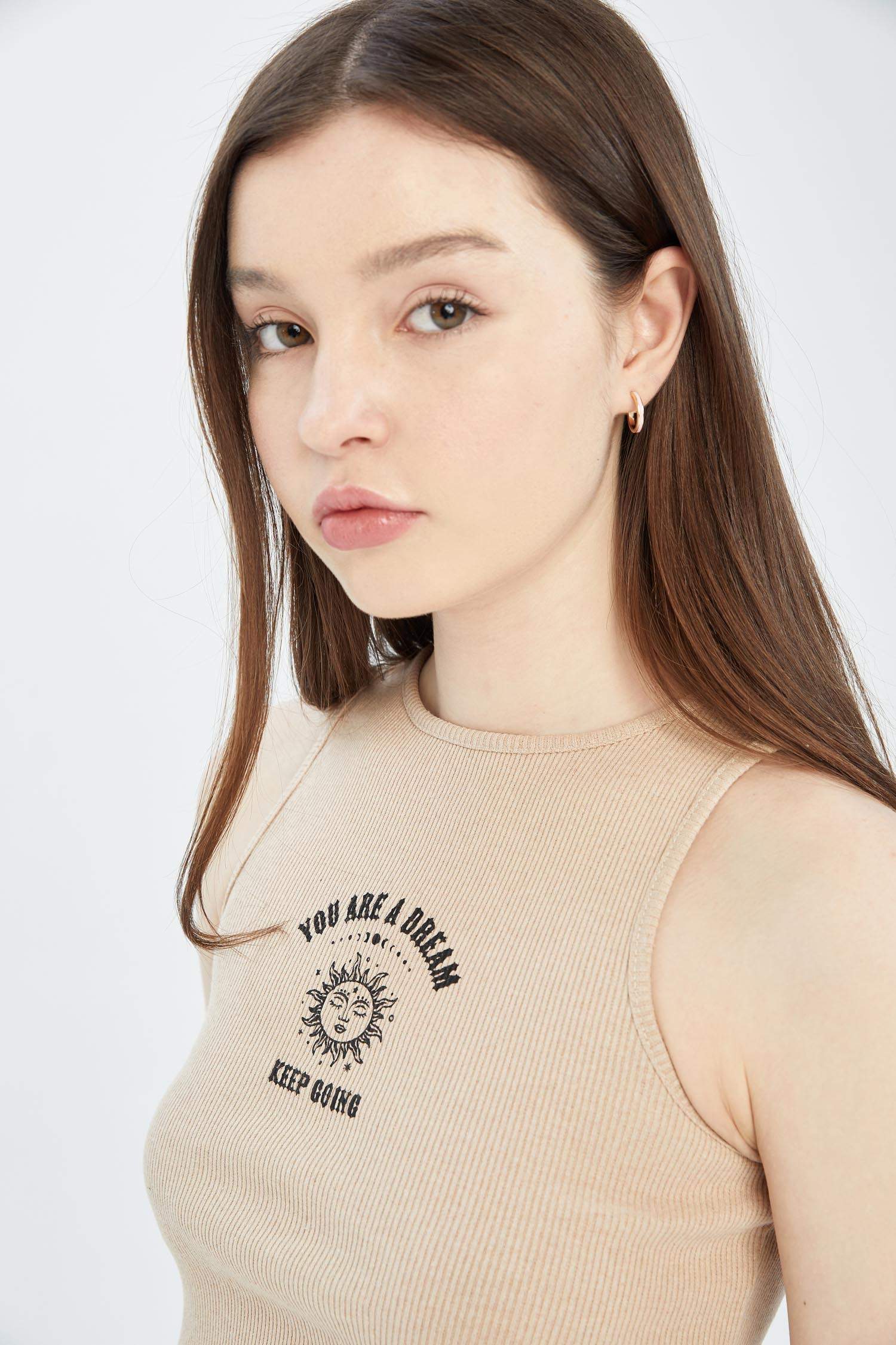 Кроп топ с круглым вырезом с принтом