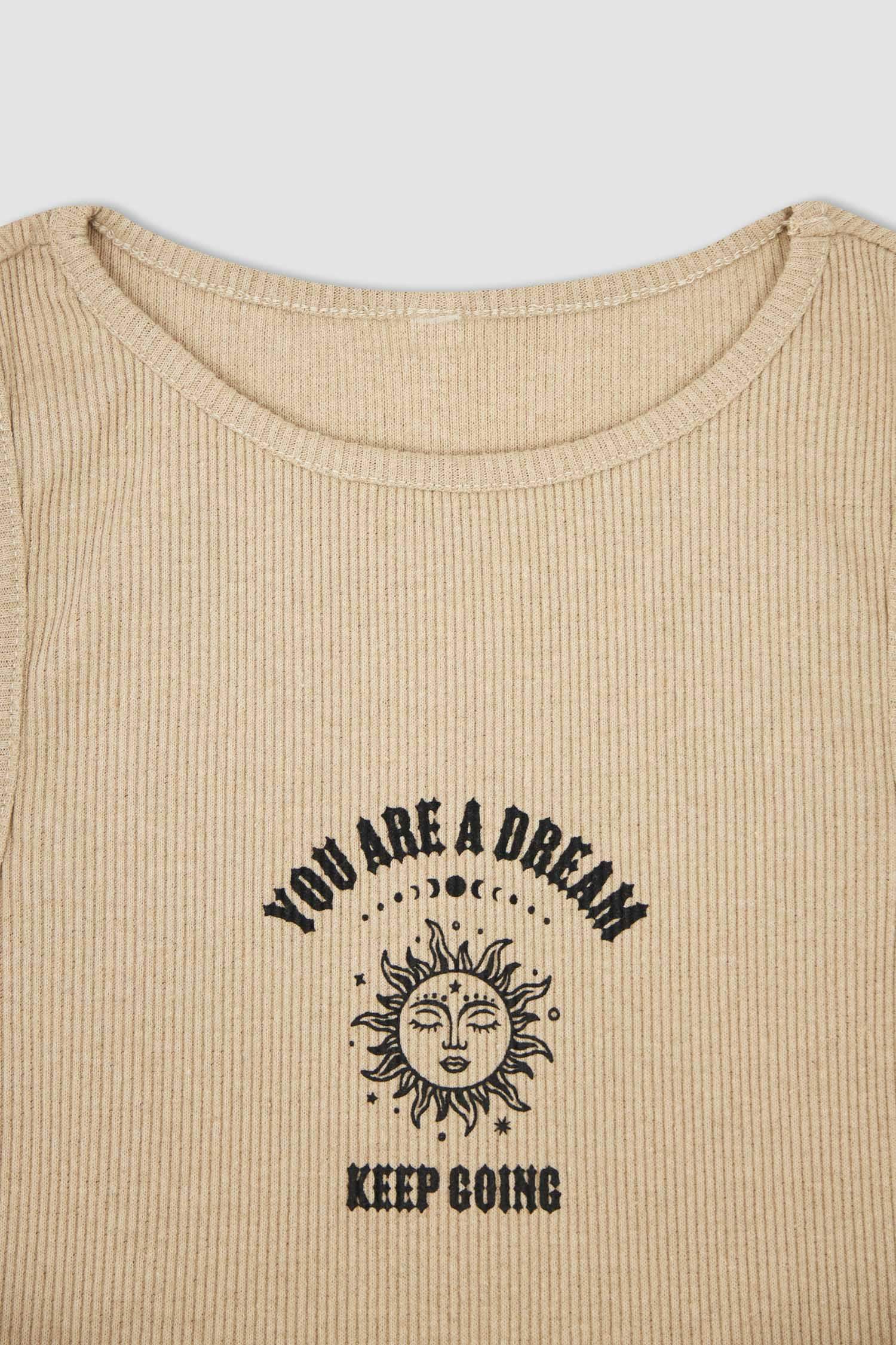 Кроп топ с круглым вырезом с принтом