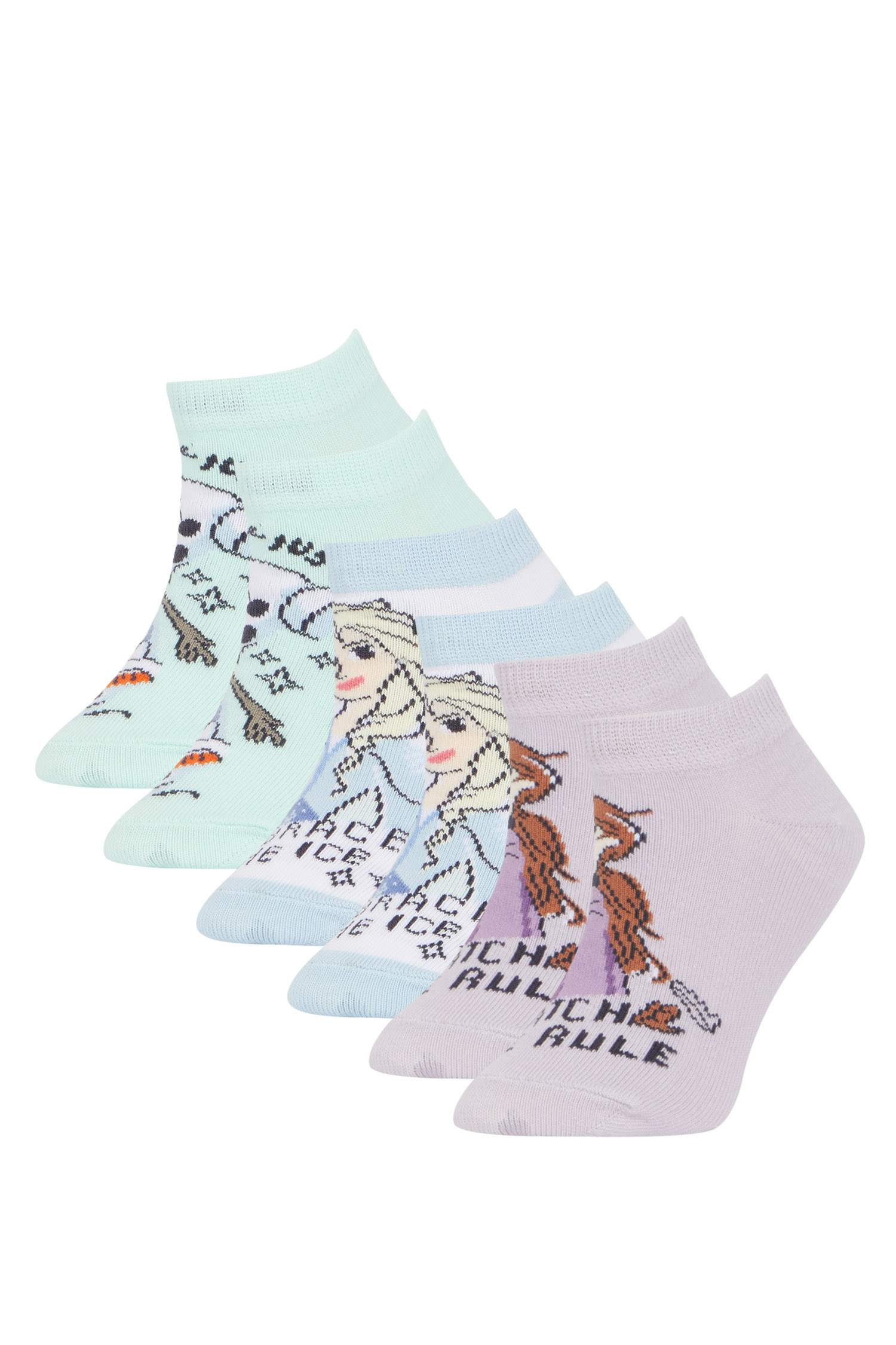 Kız Çocuk Frozen 6'lı Pamuklu Patik Çorap