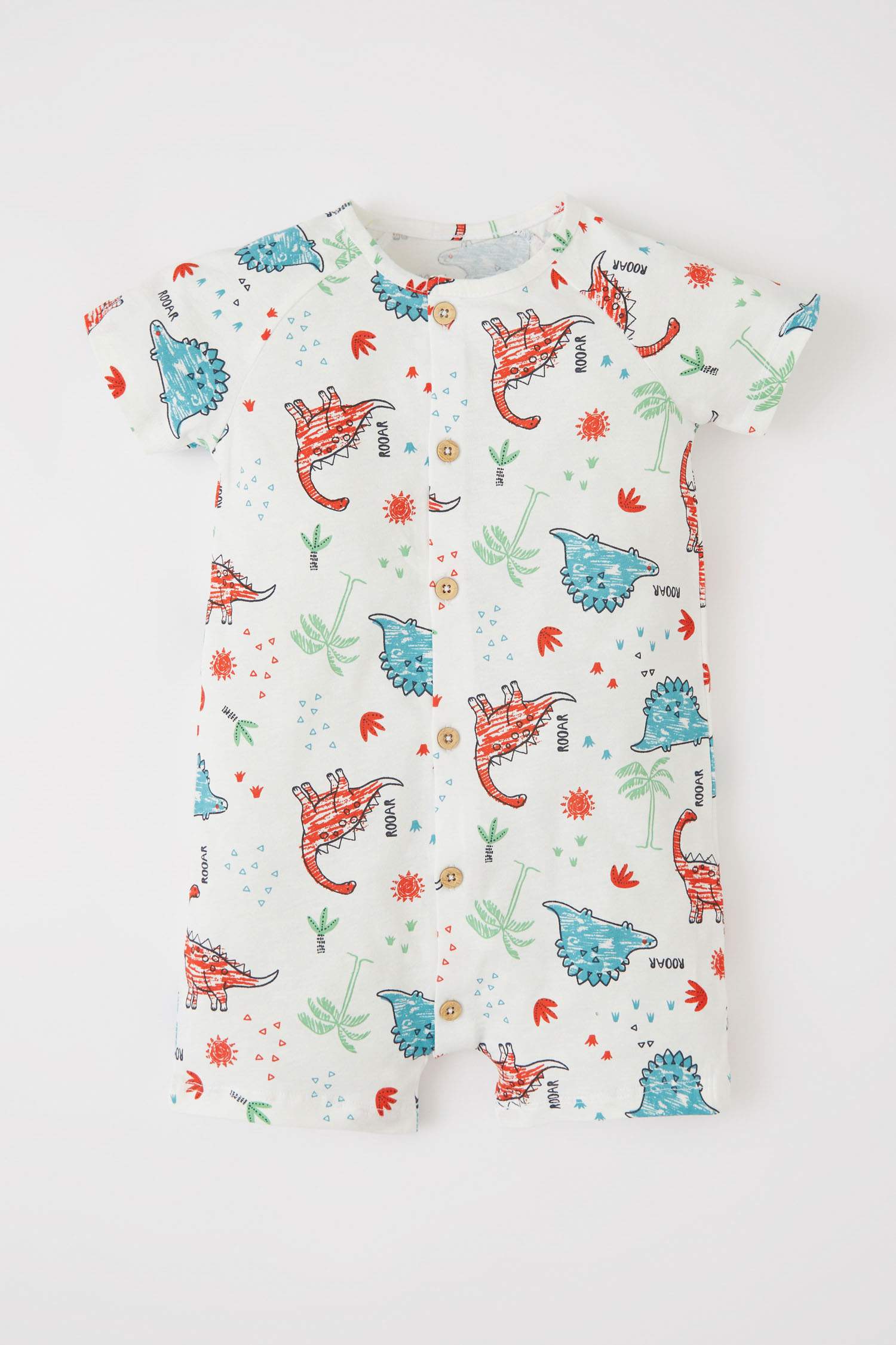 Regular Fit Short Sleeve Animal Print Newborn Dungarees