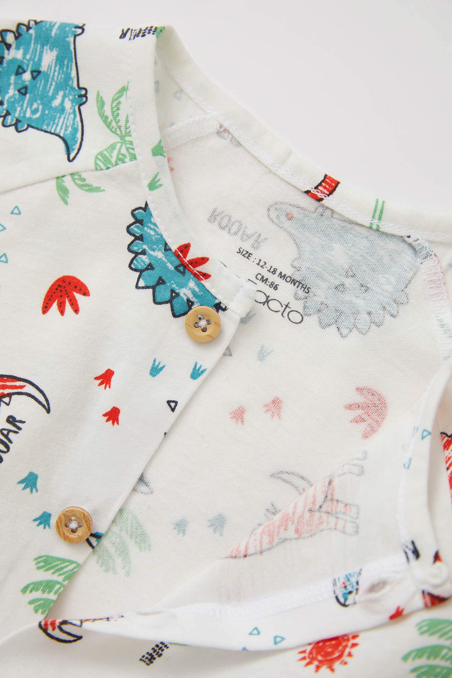 Regular Fit Short Sleeve Animal Print Newborn Dungarees